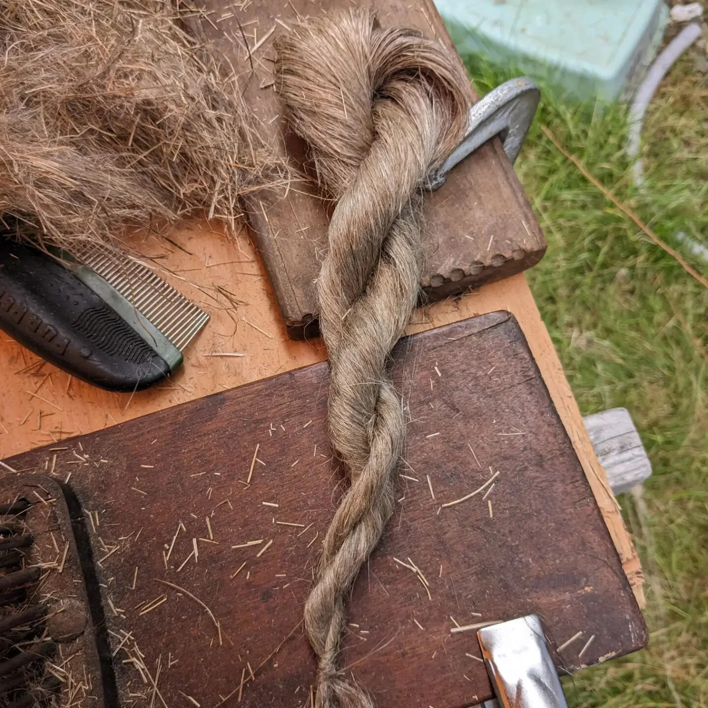 I'm feeling really lucky lately to be surrounded by so many people who share an interest in growing fiber. This particular person is extra special, because she is my mother. We finally have compiled a full set of flax tools to process the flax she's 