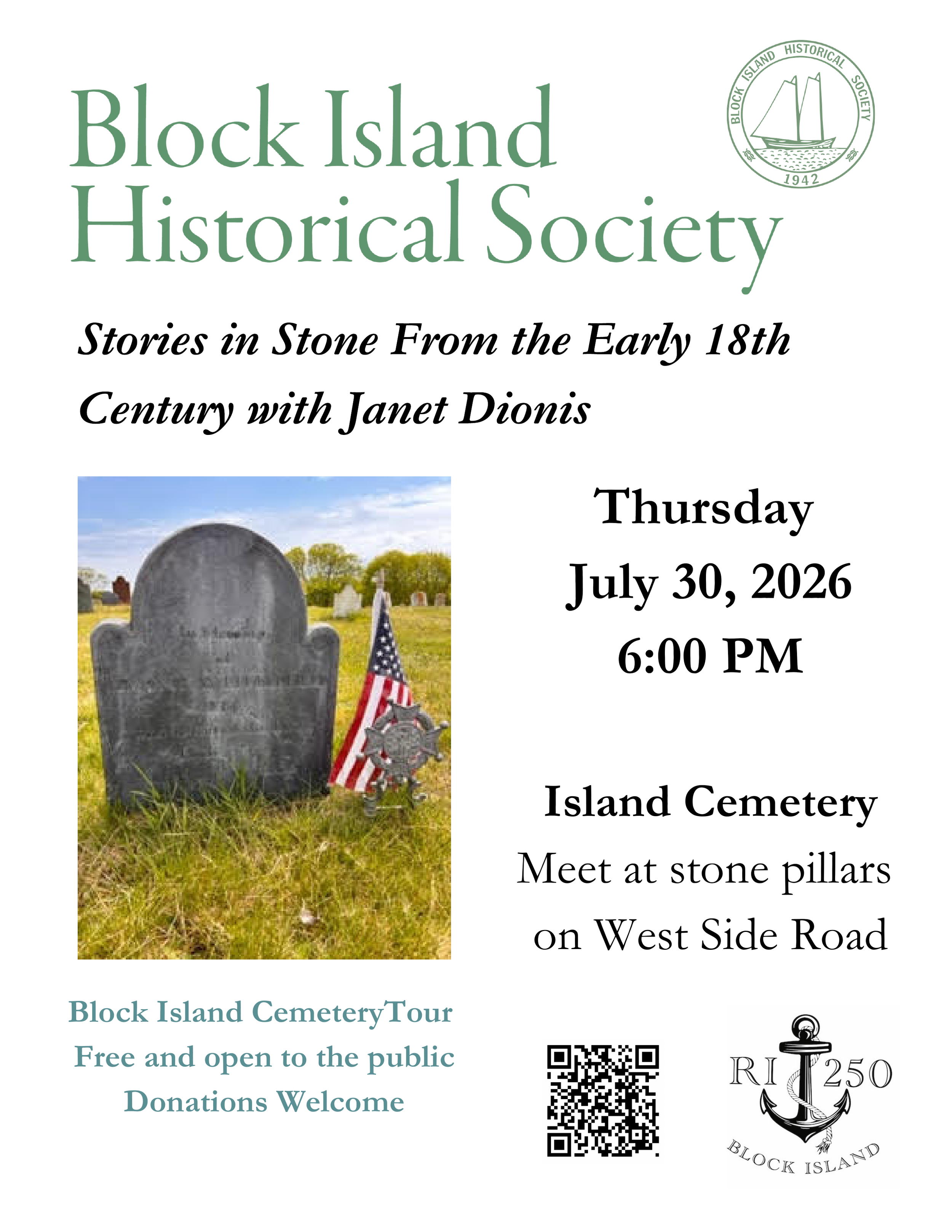 Cemetery Tour: Stories in Stone from the early 18th Century, with Janet Dionis