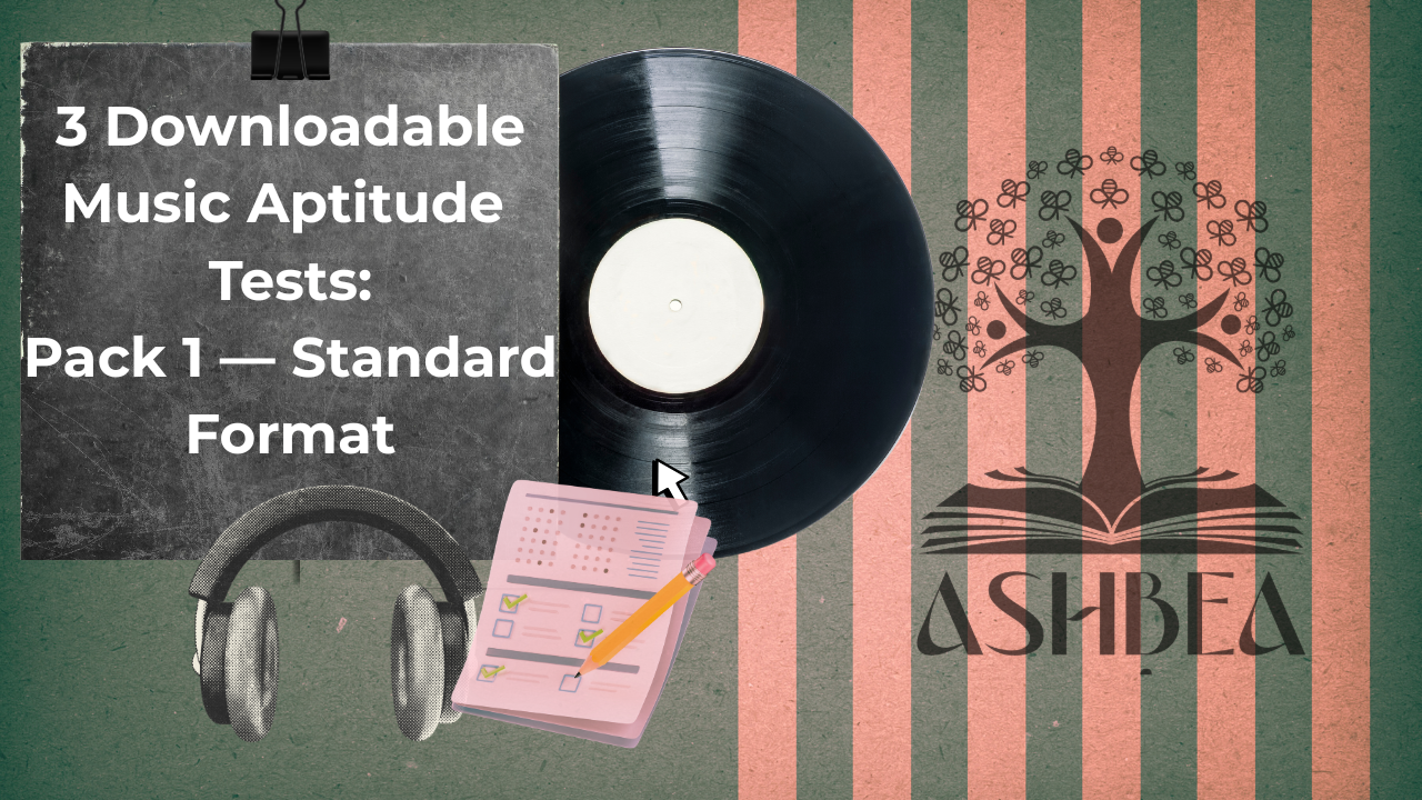 Standard Format Music Aptitude Tests, covering the four key sections: Pitch, Melody, Rhythm, Texture.
