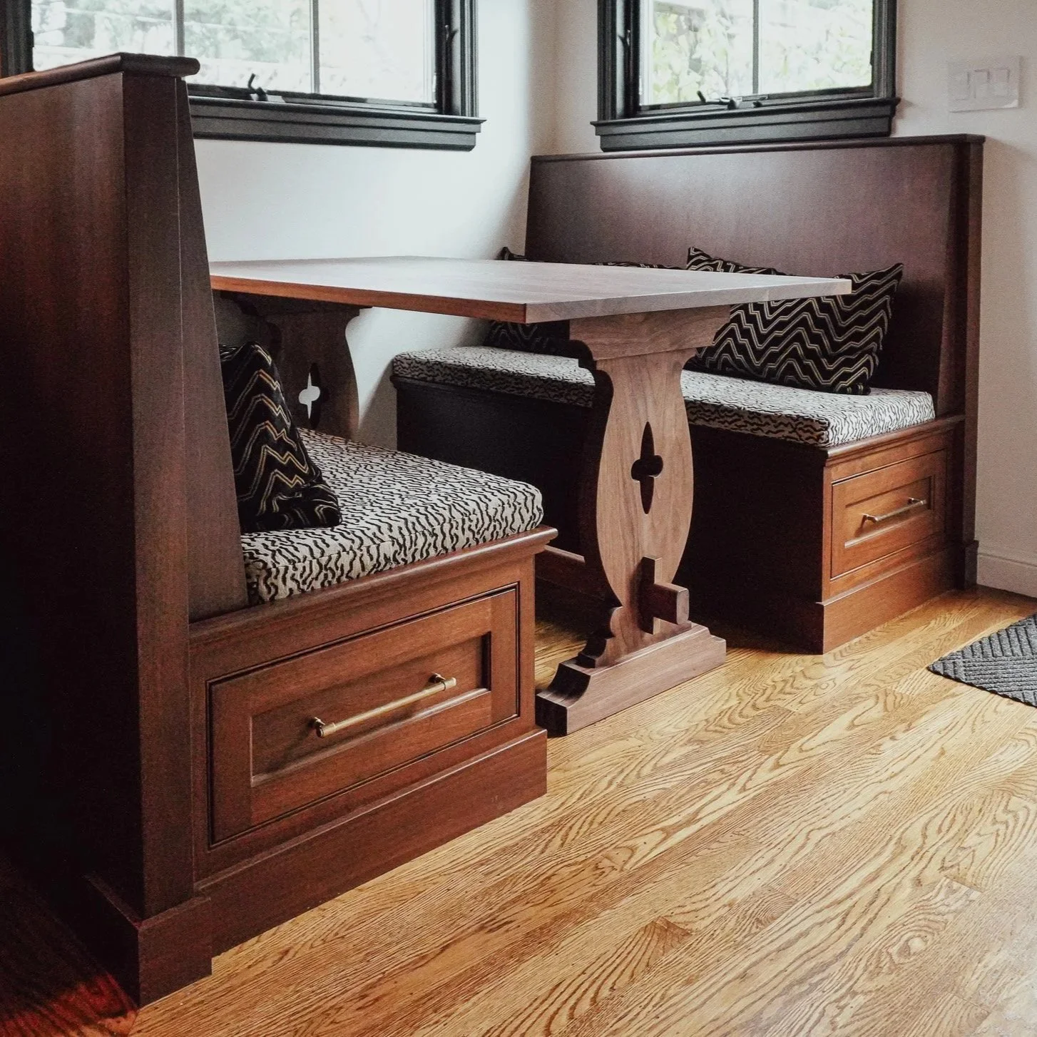 Walnut trestle dining table