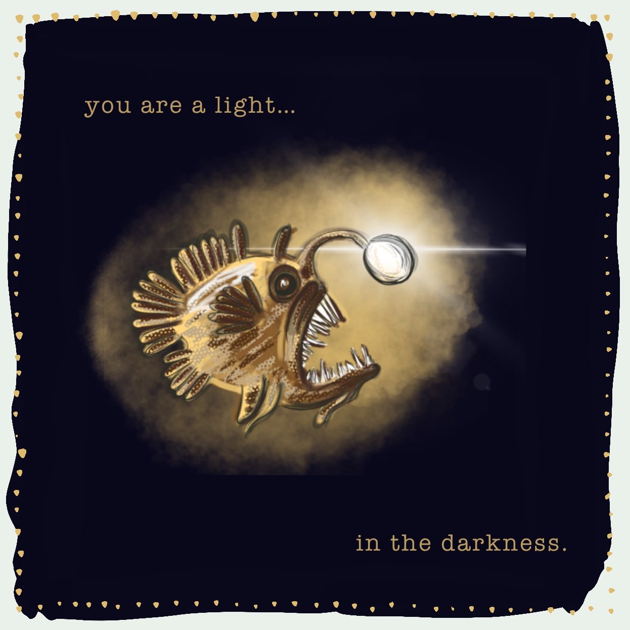 Angler Fish Greeting Card Illustration