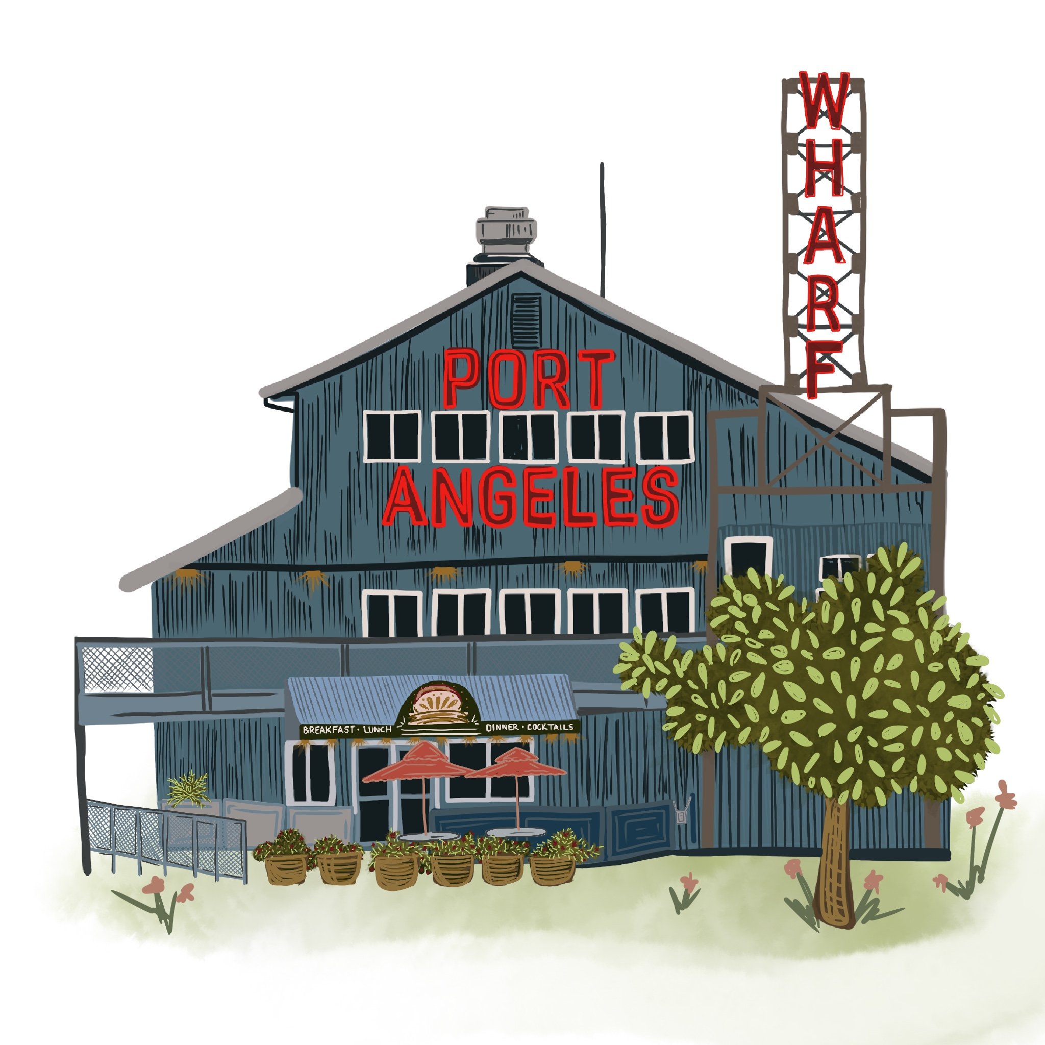 Port Angeles Wharf Illustration