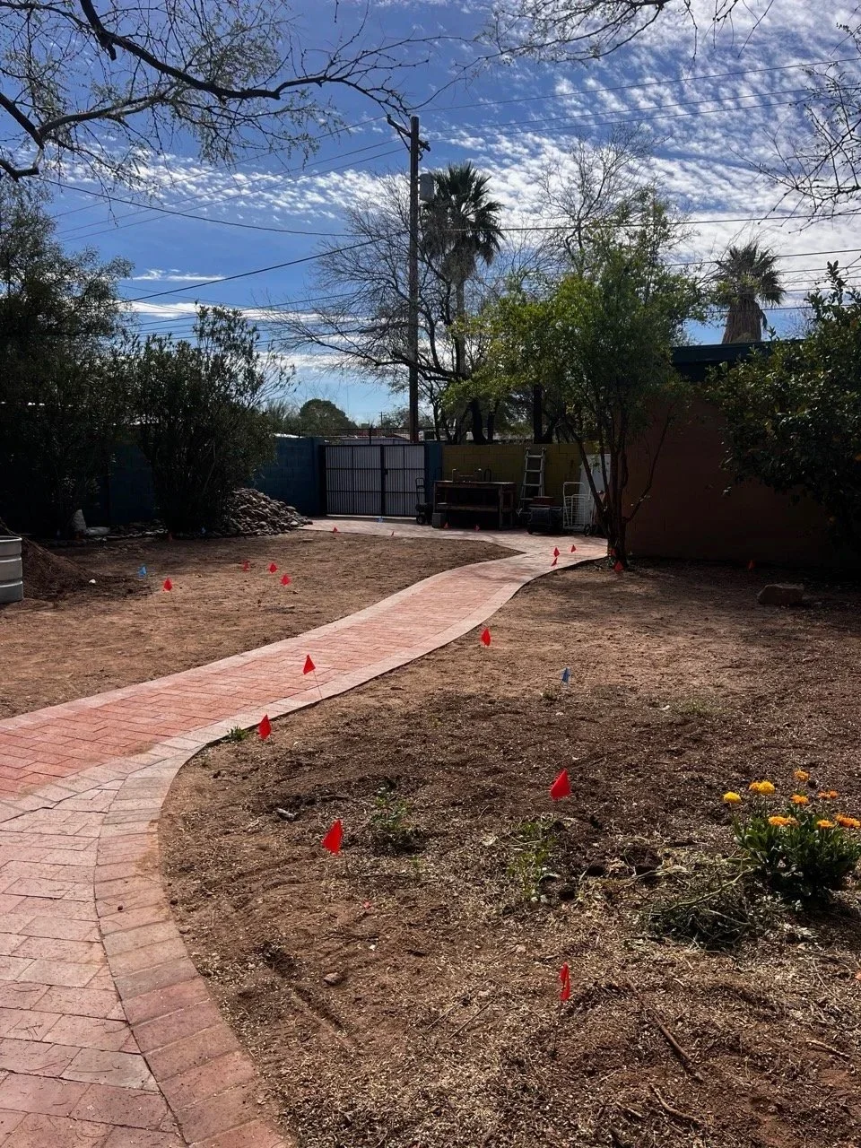 Finished Pathway, plant locations getting marked