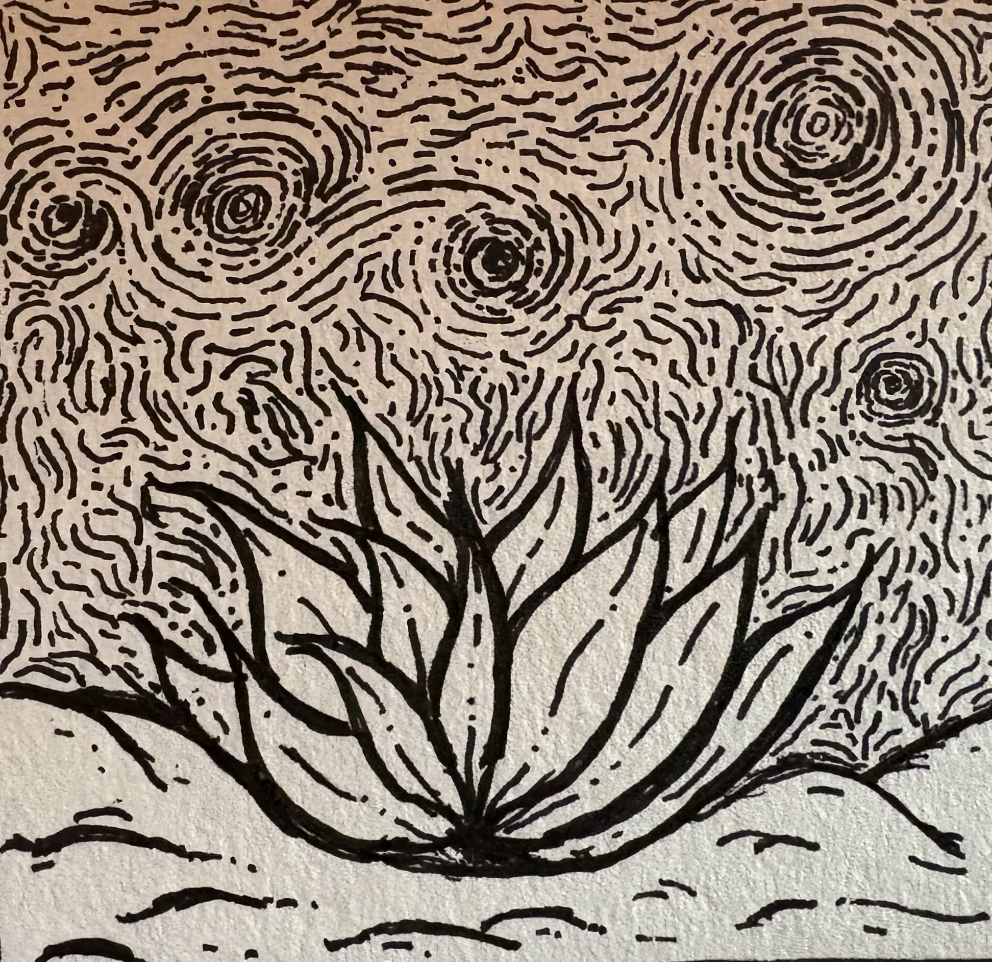 Van Gogh-inspired agave doodle (May 2025)