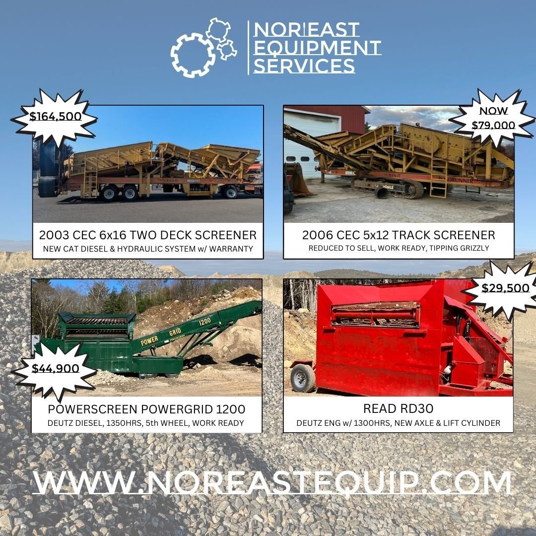 Looking for great deals? Check out Nor'East Equipment Services May Specials! With inventory and projects coming in, these units need to go. Don't miss out on these amazing deals, contact us today! #equipment #machinery #aggregate #mining #constructio
