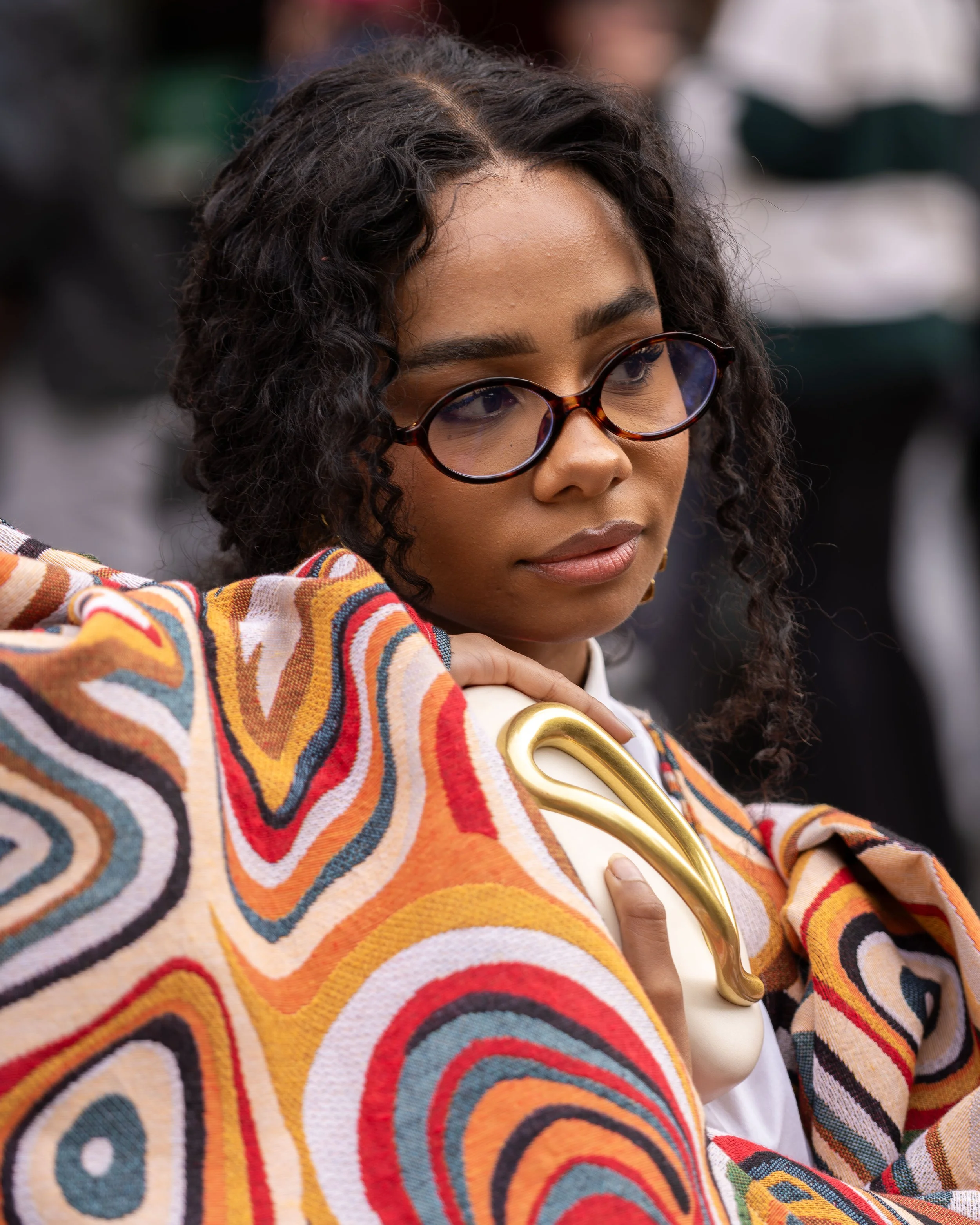 Photo portrait mode de Sarah Monteil à la Paris Fashion Week 2025 au défilé Rick Owens