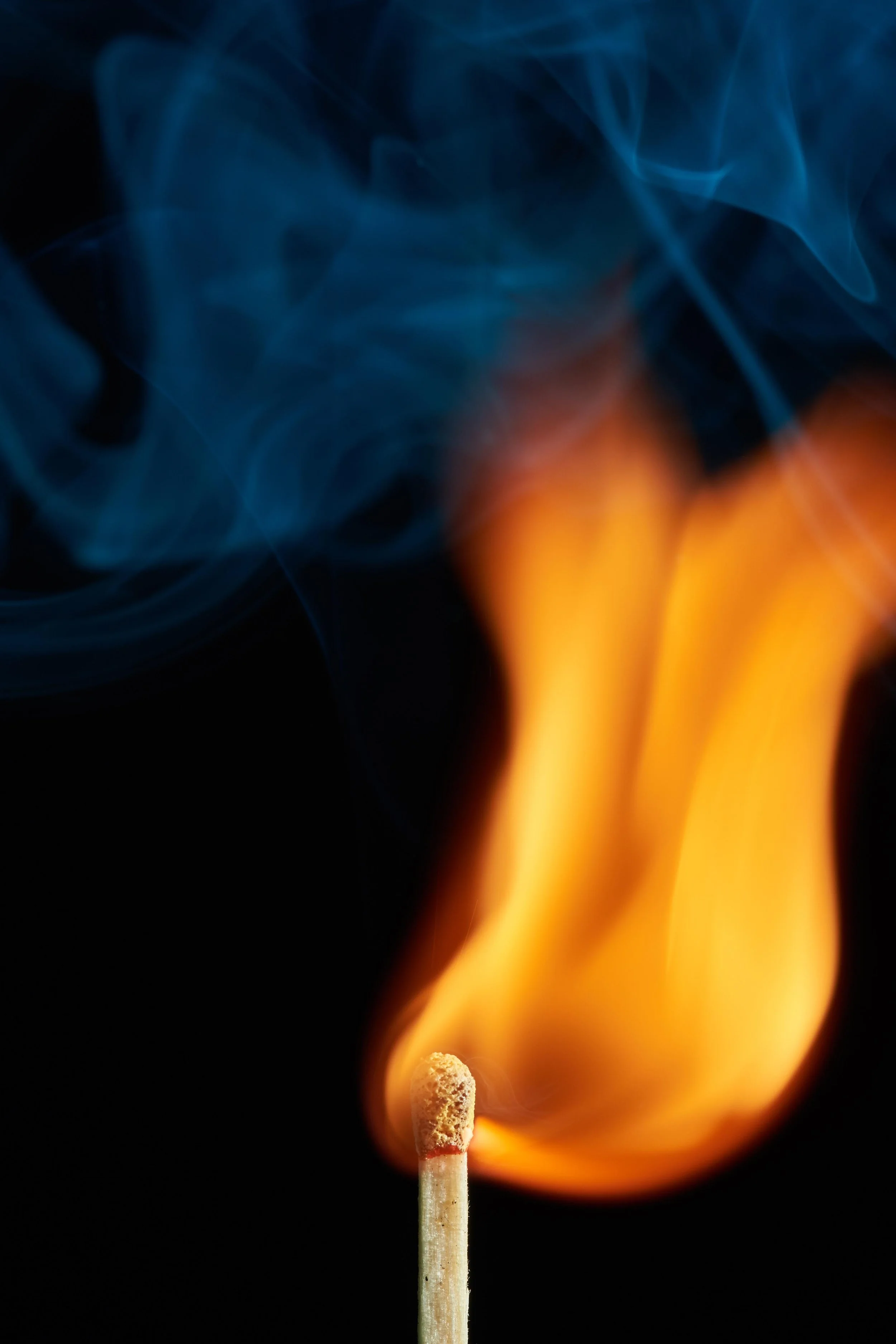 Fire investigative photo of match burning