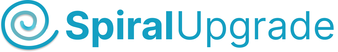 Stylized blue and black spiral logo next to the word 'Hugo' in blue text.