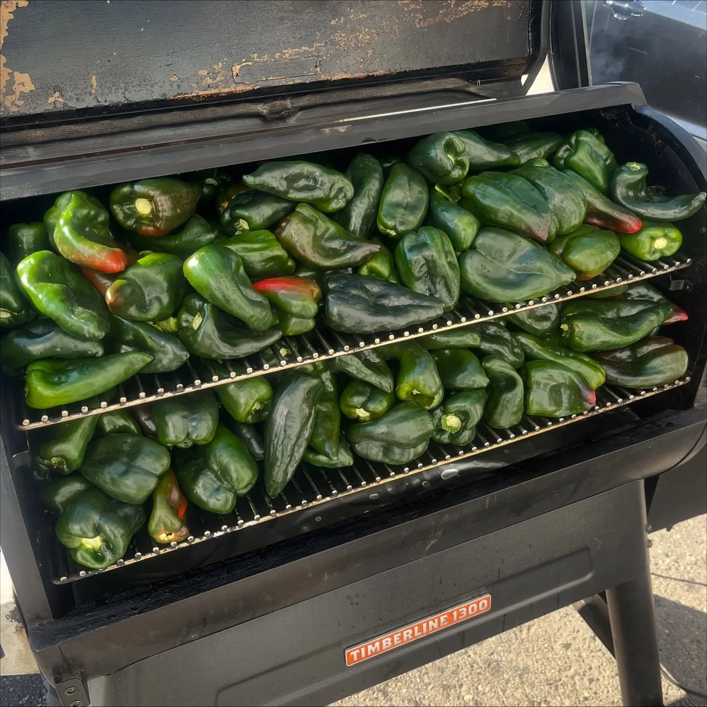 72 hour charcoal smoked Poblano Peppers @eastkelownafruitmarket 
Straight flavour town 🔥.
Keep it Brutal 🤘🏼
.
#supportlocal #poblano #peppers #brutal #smoke #flavourtown #condiments #charcoal