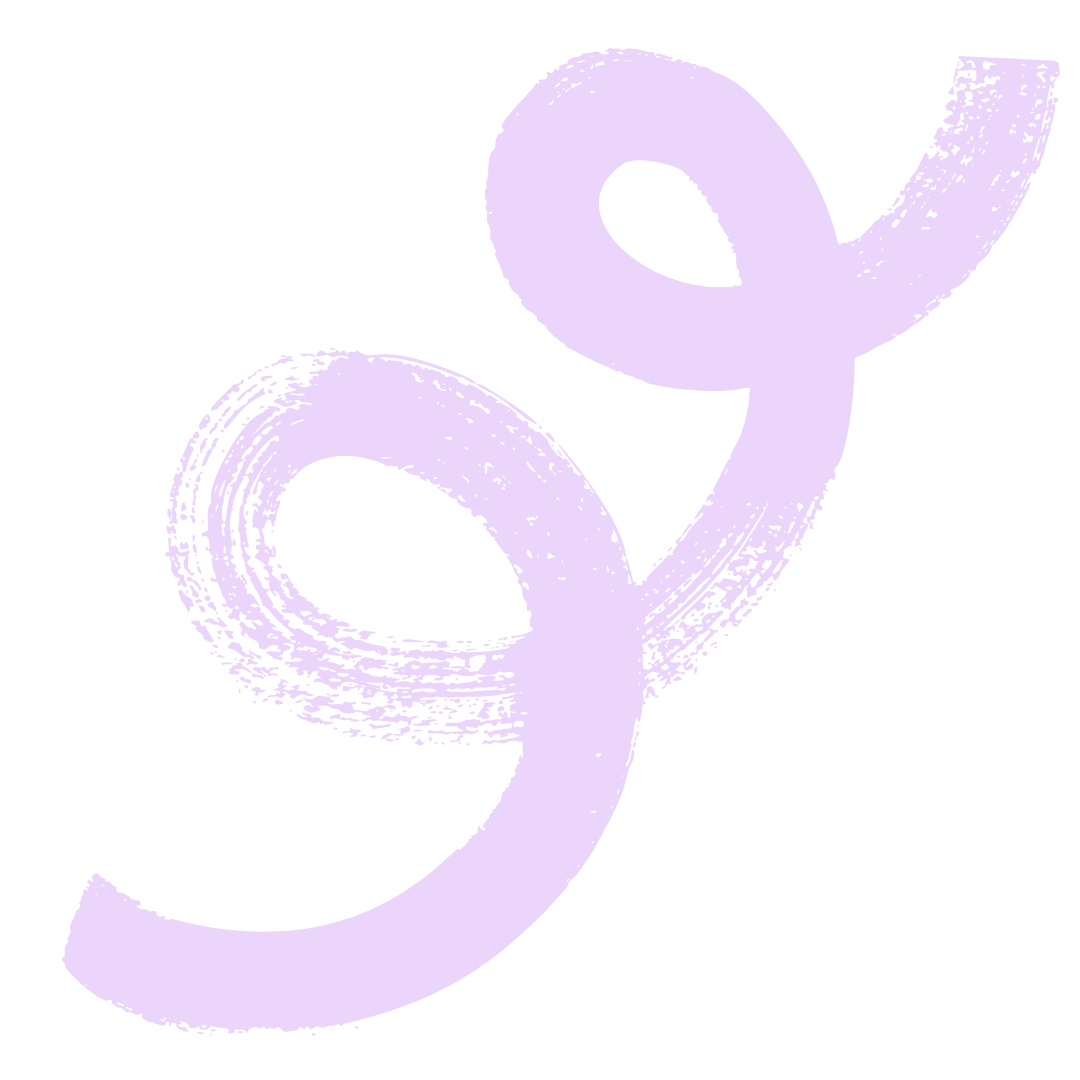 Abstract lavender brush stroke resembling a stylized musical note or treble clef on a black background.