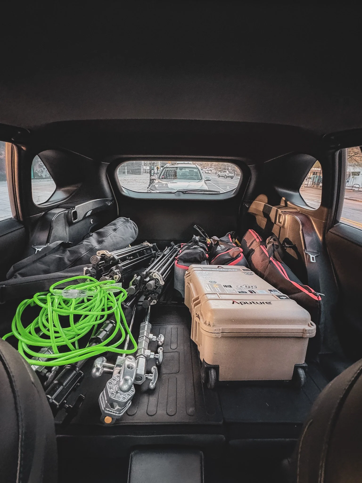 Video production gear used during a corporate interview shoot in Raleigh, NC