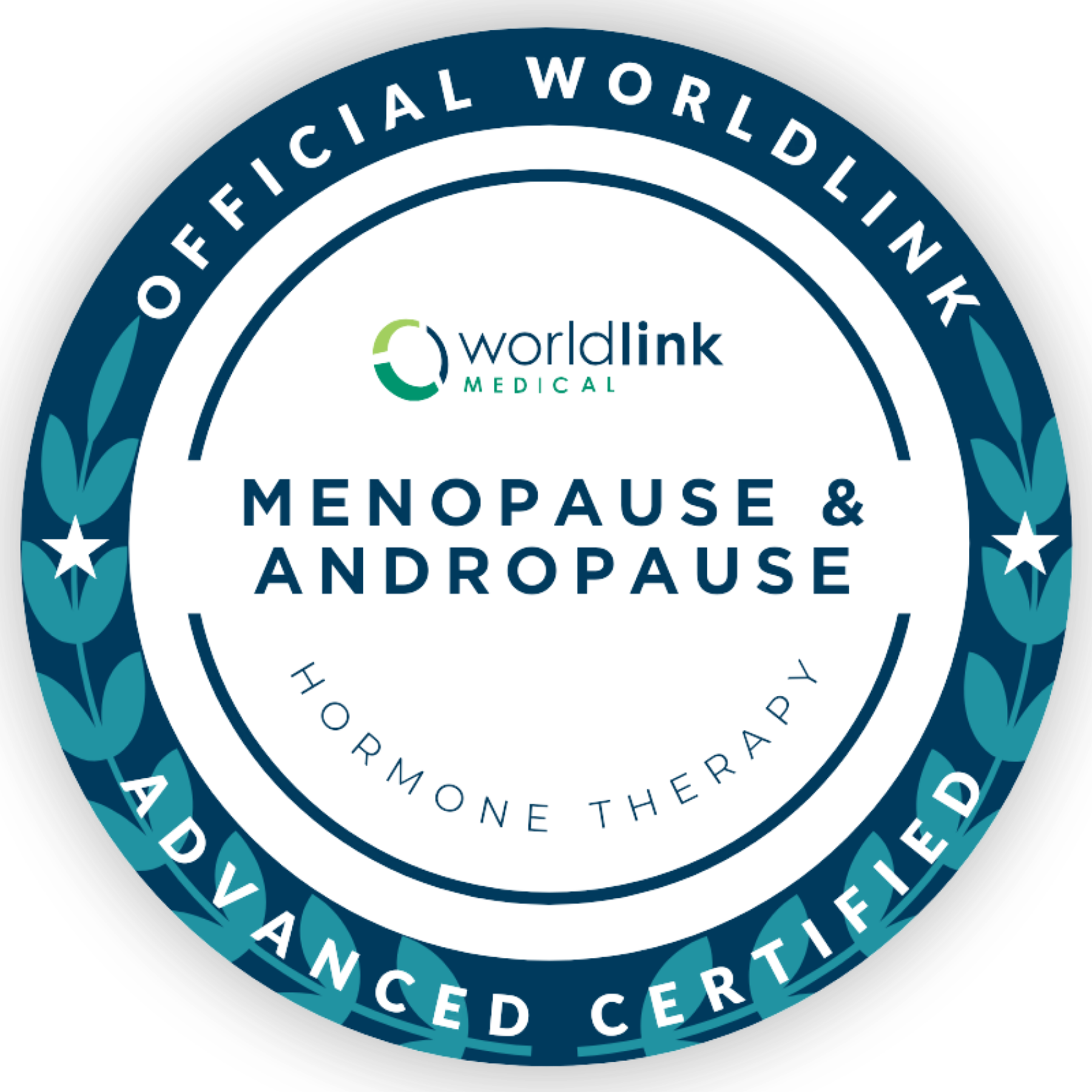 Worldlink Medical Advanced menopause and andropause certification seal