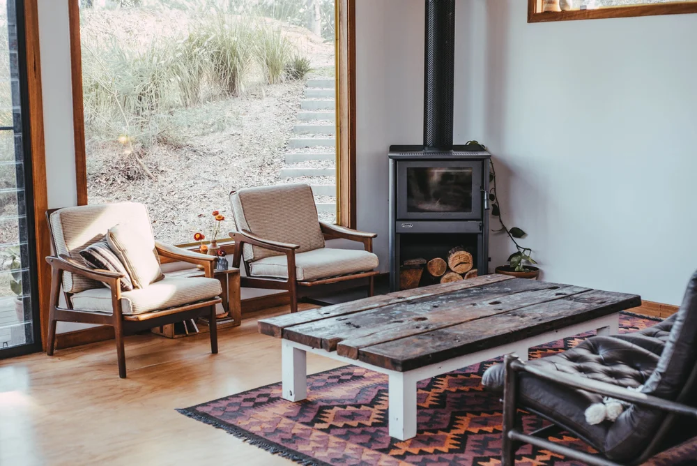 Cabin with a wood fire