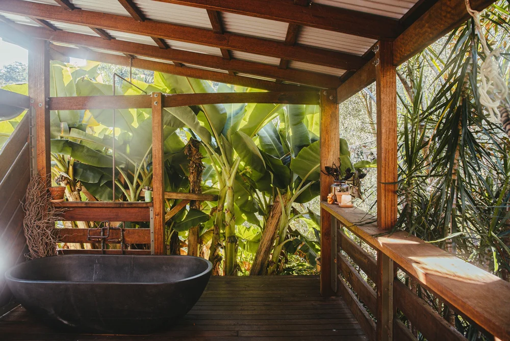 Outdoor bath on the deck