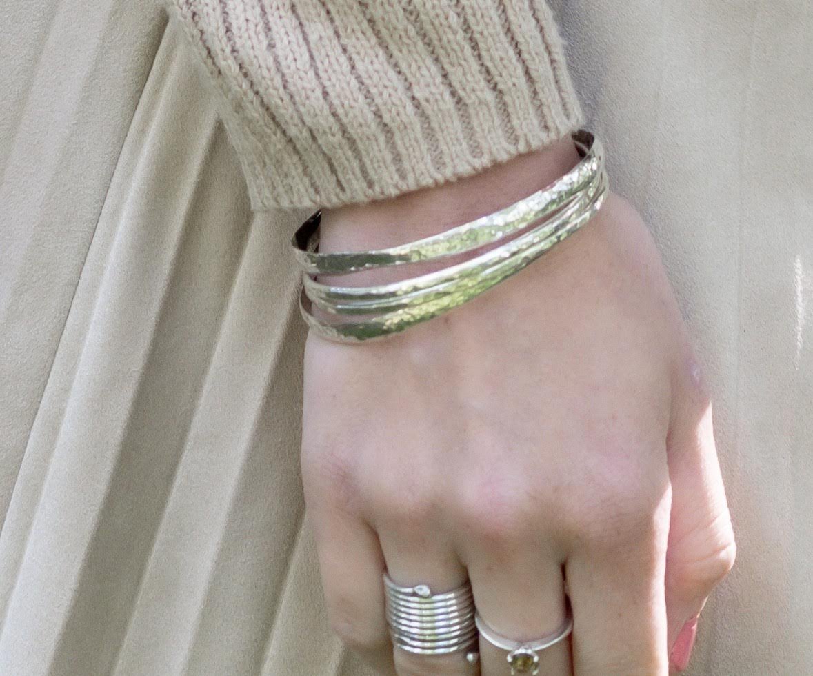 Wide Silver Bangle