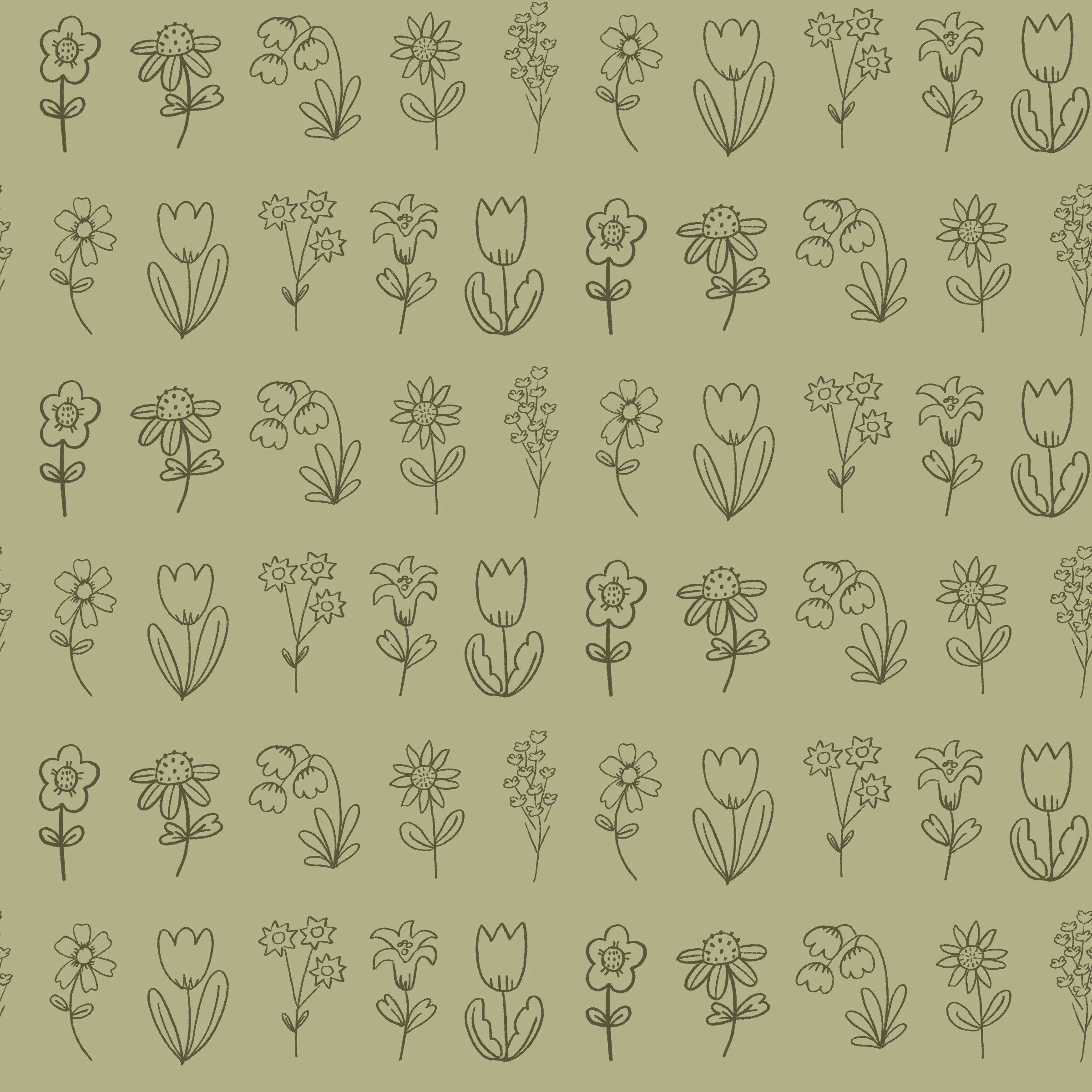 Wildflower Fields Outline-Green Dark