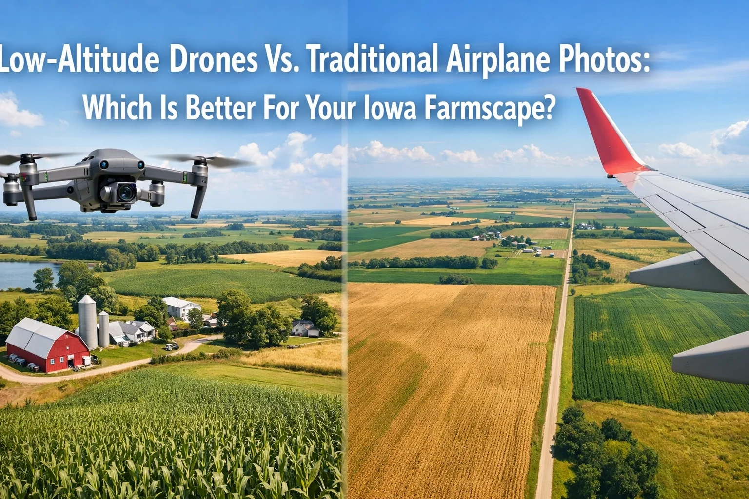 Low-Altitude Drones Vs. Traditional Airplane Photos: Which Is Better For Your Iowa Farmscape?