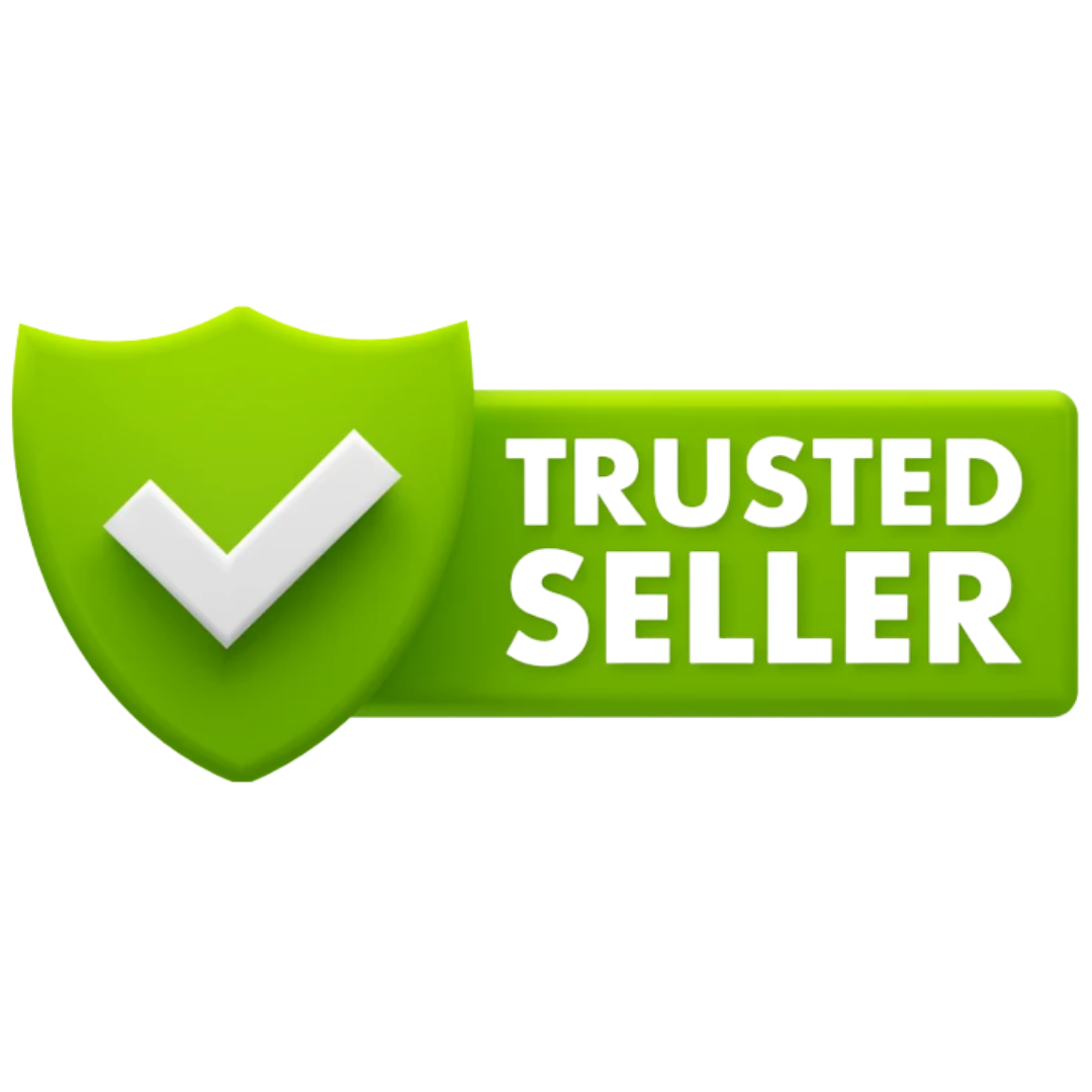 Green badge with a white checkmark and the words "Trusted Seller" in green and white.