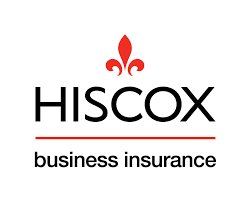 Hiscox logo with the brand name and a red fleur-de-lis above it