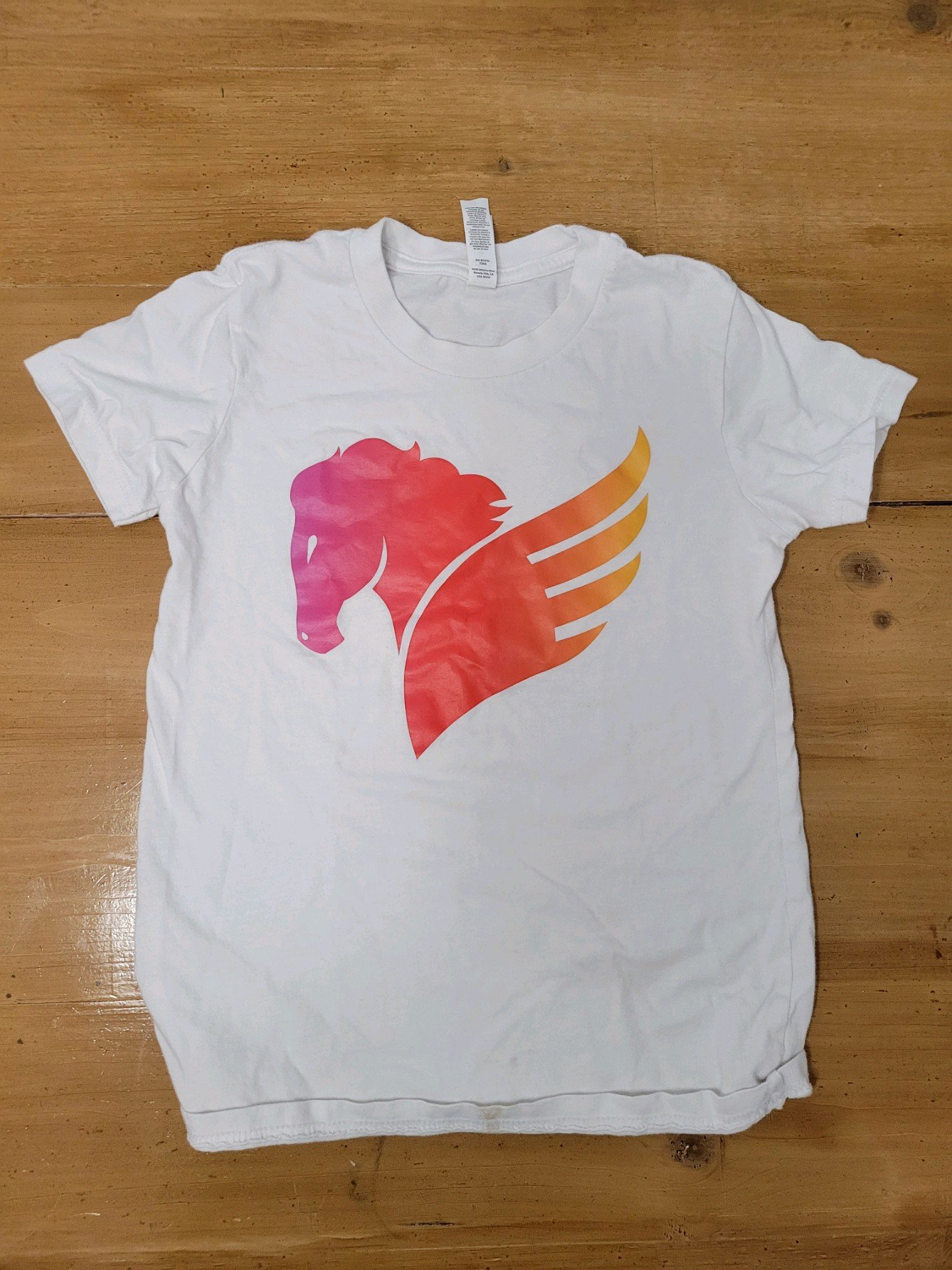 White t-shirt with large Blaze Racing Co. image on front