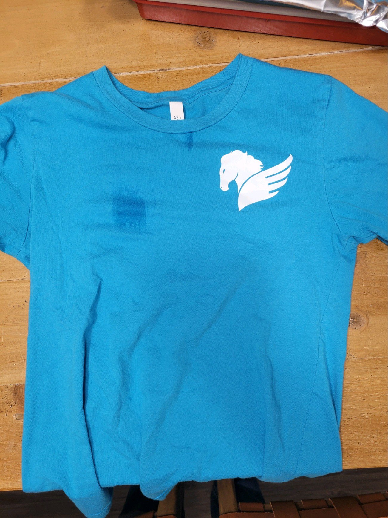 Blue t-shirt with large Blaze Racing Co. on back