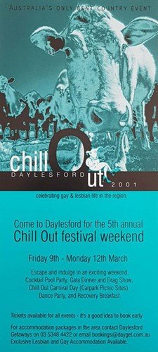 2001 - The ChillOut committee commissions the construction of a costumed cow’s head to take and wear to Pride March. The street parade is introduced, taking place on the morning of the Carnival Day, Sunday. This first year the parade is so small it t
