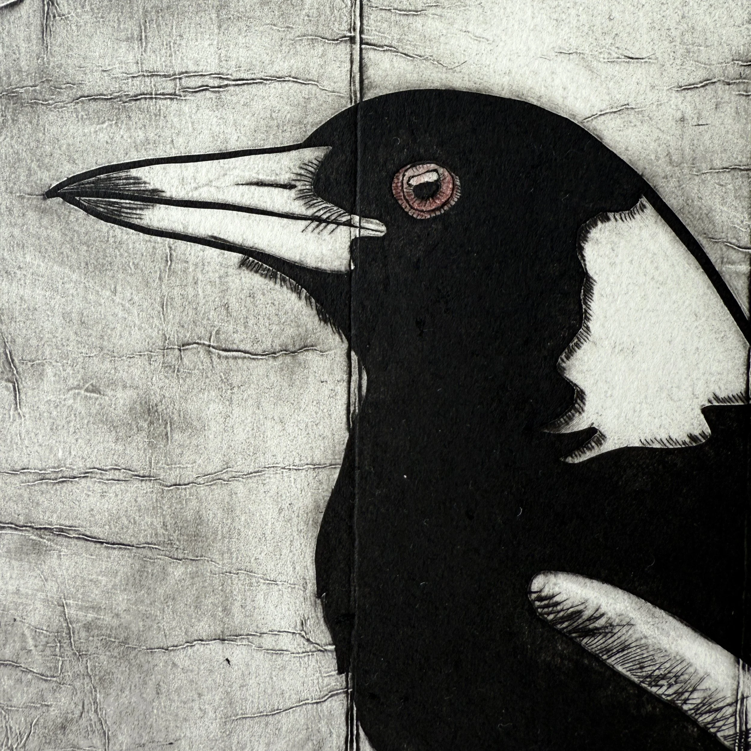 Collagraph Print - MAGPIE GAZE