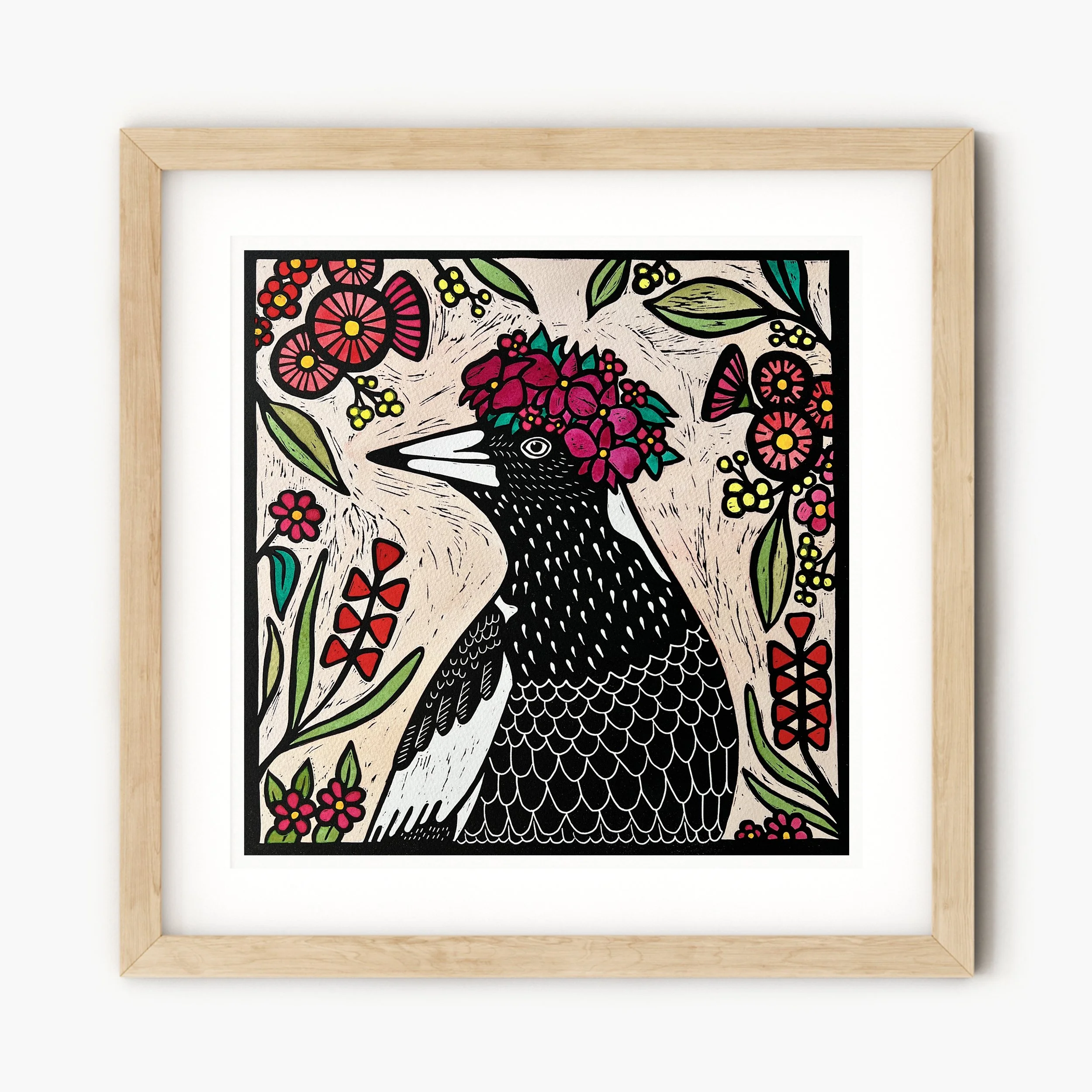 Linocut Print - THE MAGPIE KING