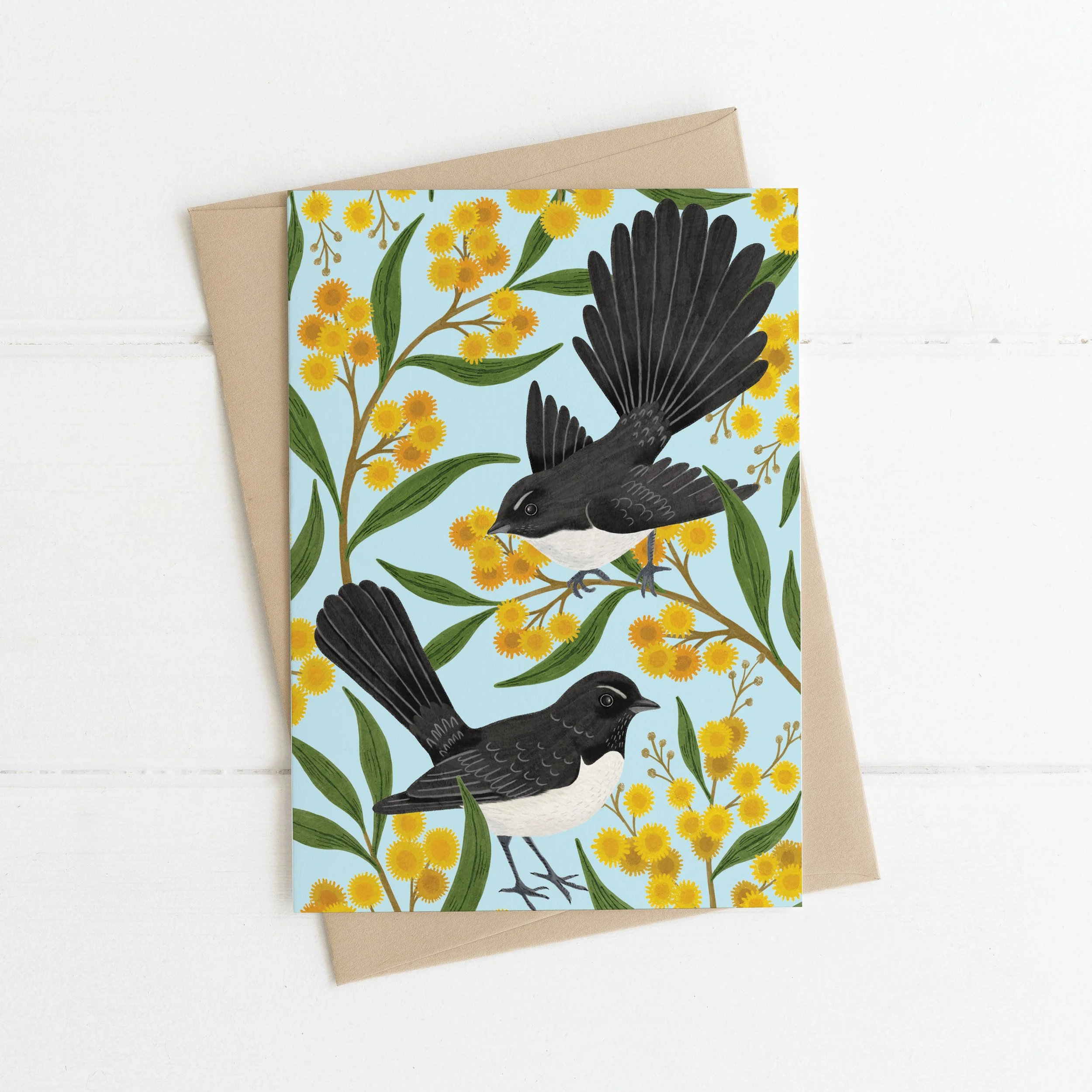 Greeting Card - WAGTAILS & WATTLE