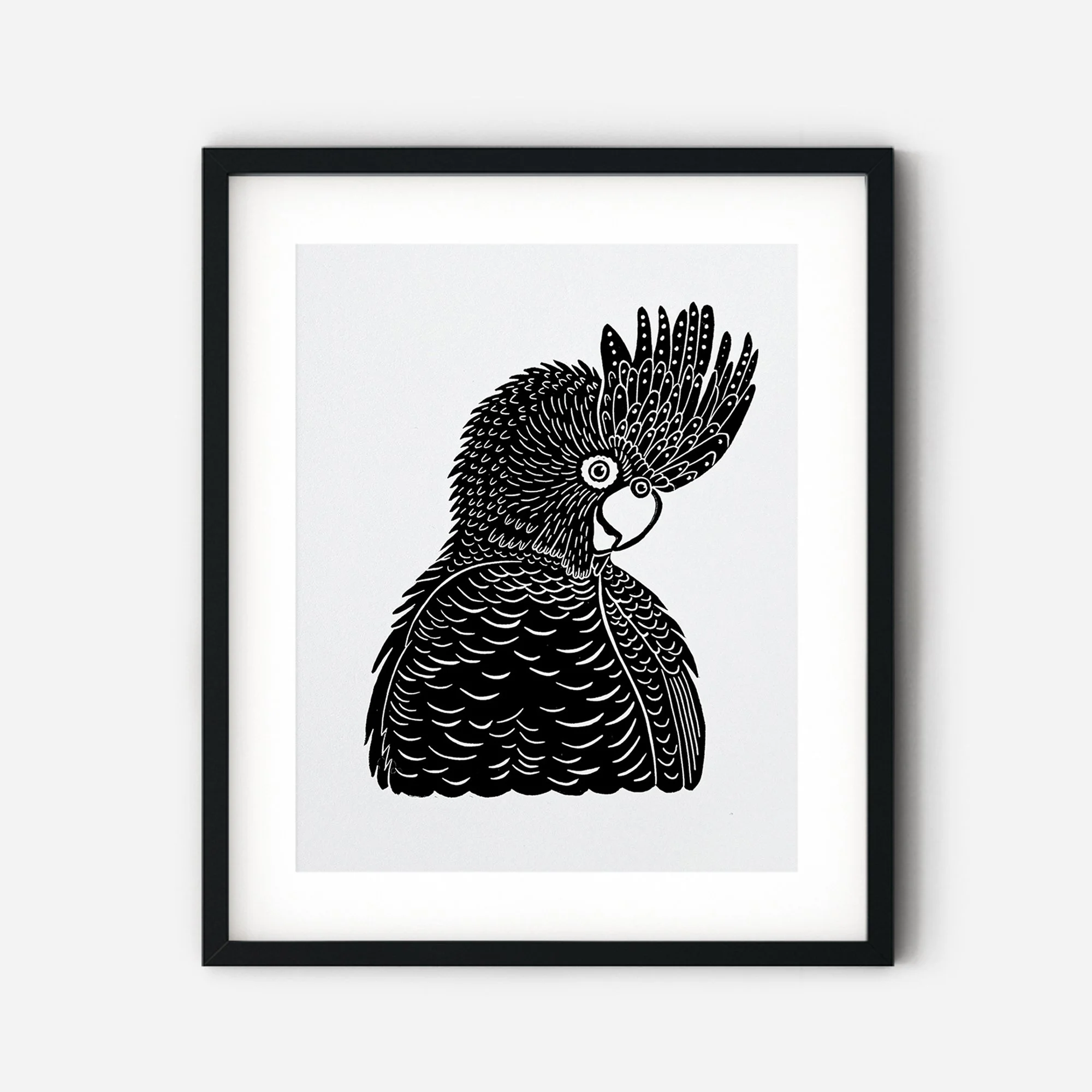 Linocut Print - BLACK COCKATOO