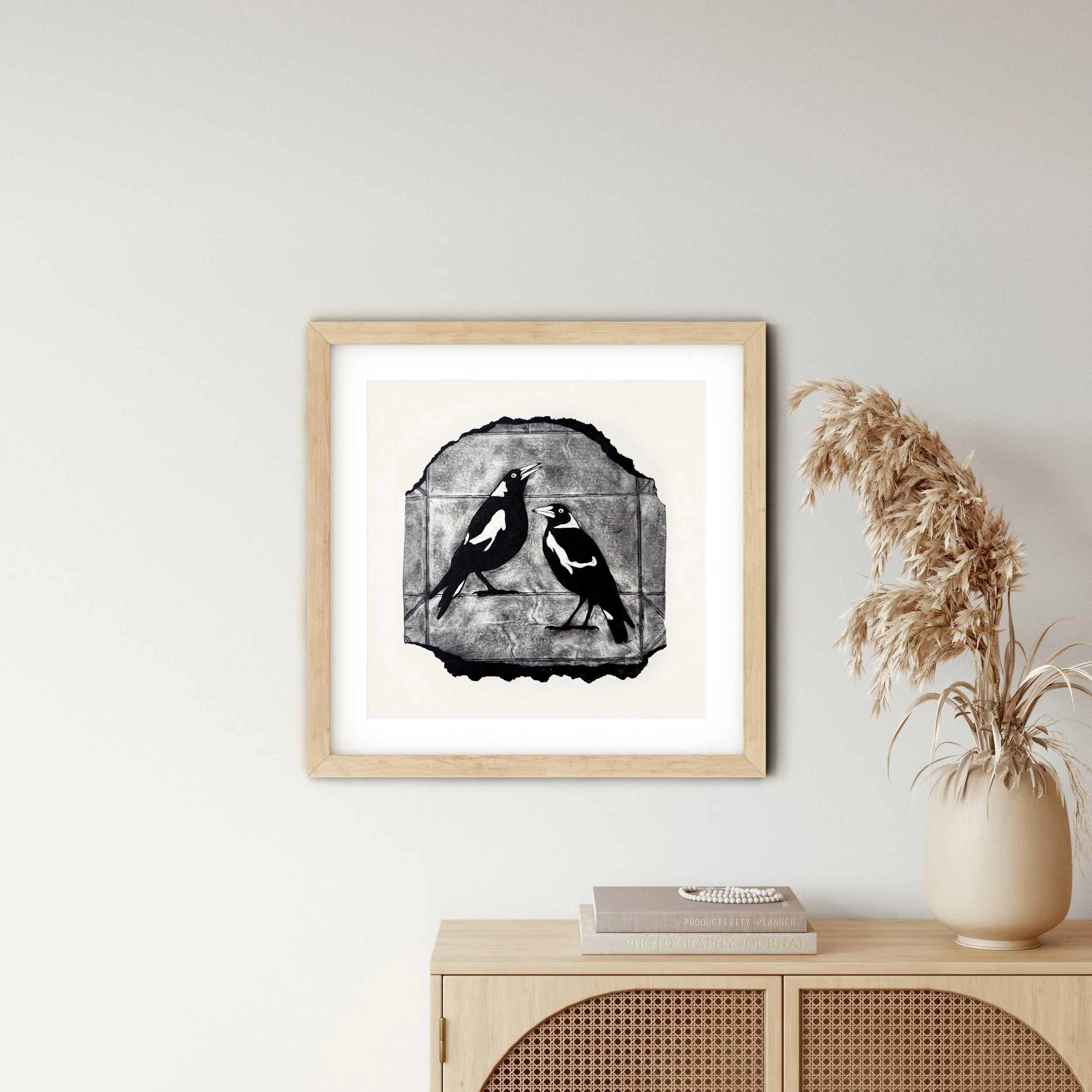 Collagraph Print - TWO MAGPIES