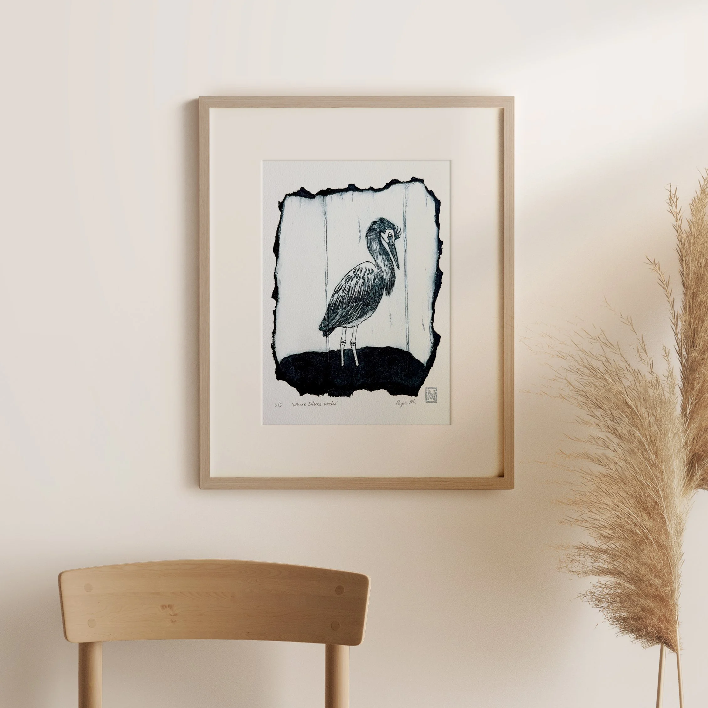 Collagraph Print - WHERE SILENCE WADES