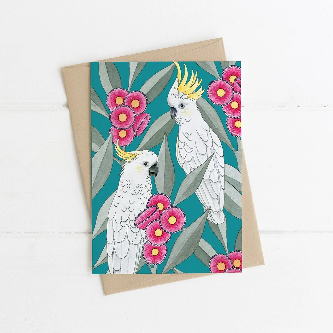 Greeting Card - SILVER GUM COCKATOOS