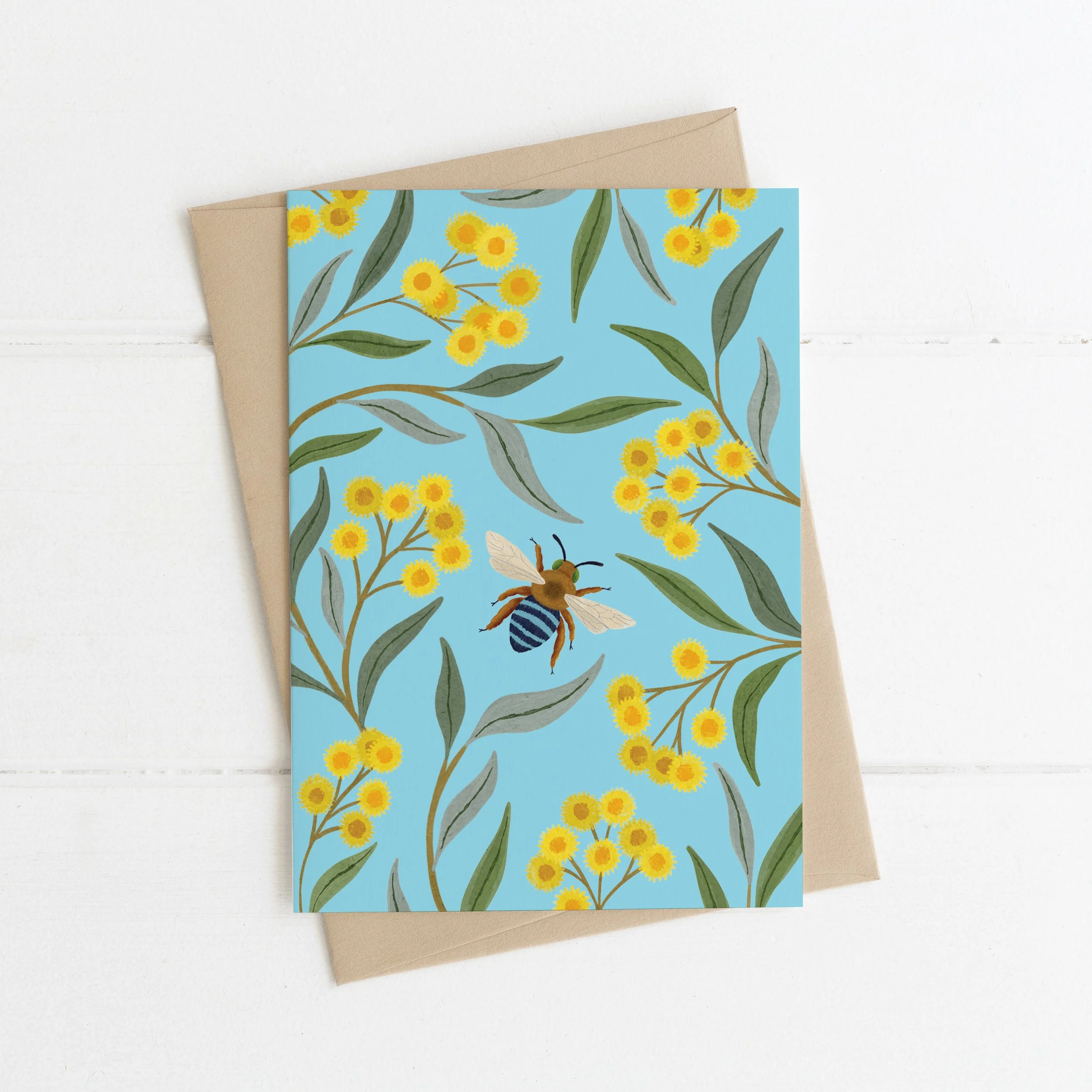 Greeting Card - WATTLE & BEE