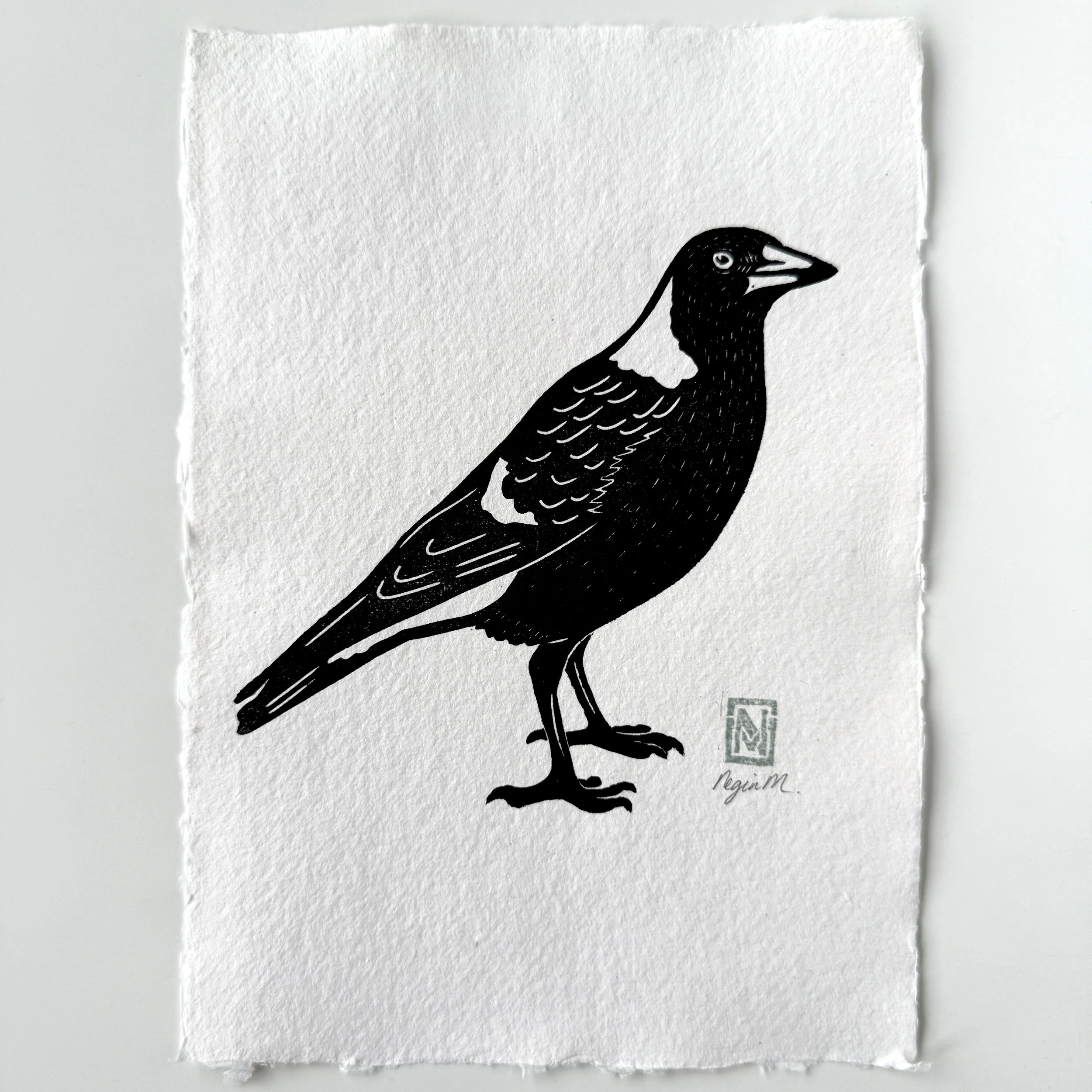 Linocut Print - AUSTRALIAN MAGPIE