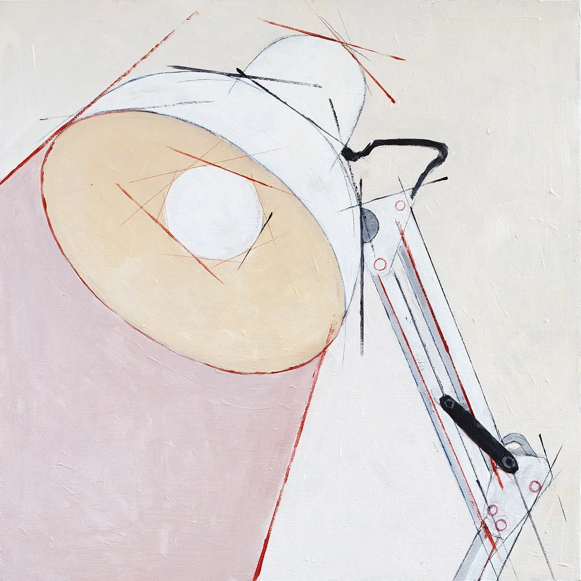 'Warm Light', from series Leftover & Take Away, 2023, Acrylics & Colored Pencil, Crayon and Charcoal on Plywood — 50 x 50 cm.