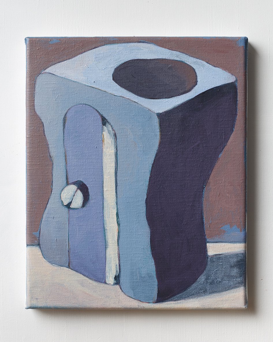 'Pencil Sharpener With Delusions Of Grandeur', 2025, Acrylics & Colored Pencil on Canvas — 24 x 30 cm