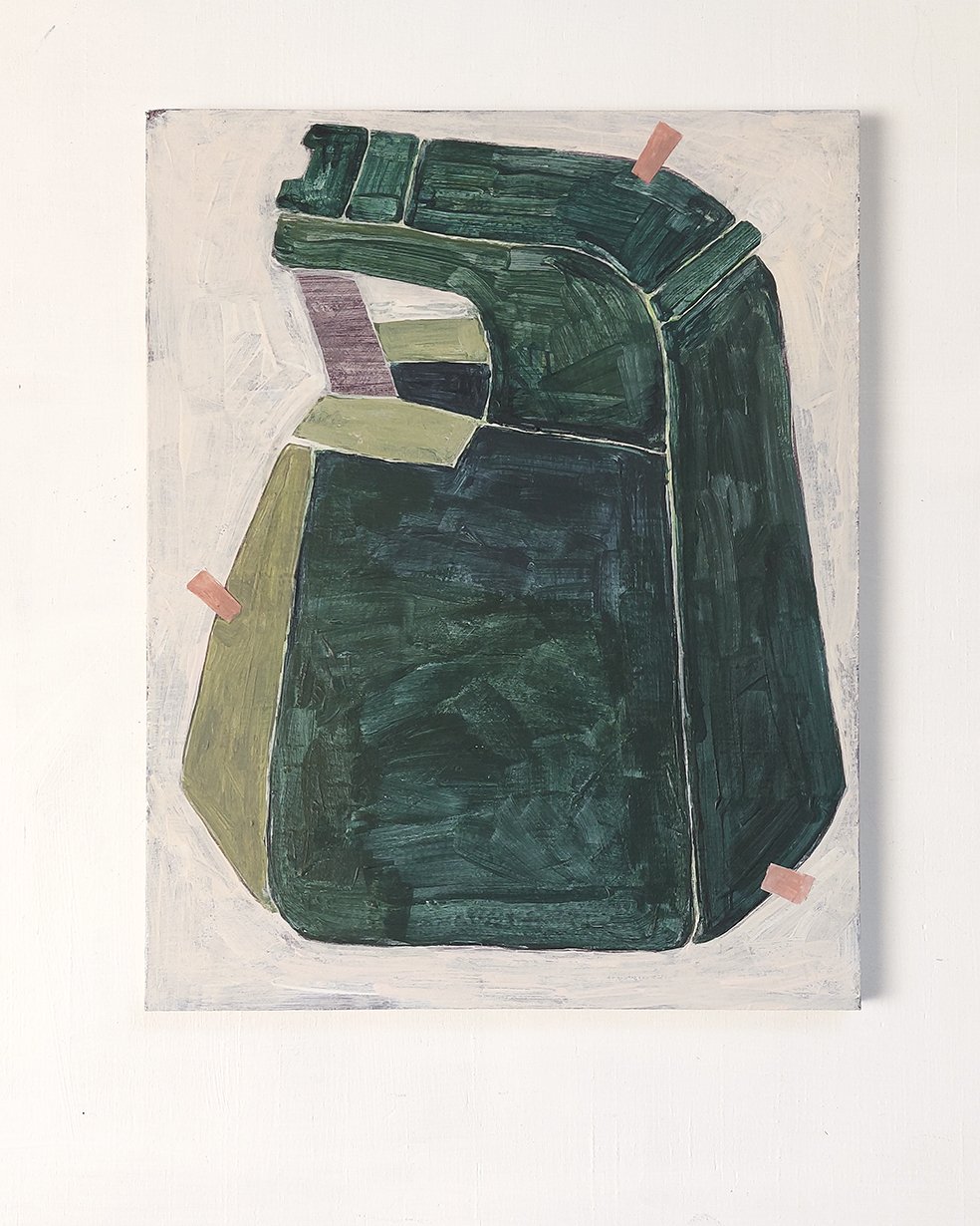 Stubborn Tape Dispenser #6, 2026,
Acrylics & Tape on Plywood — 24 x 30 cm.