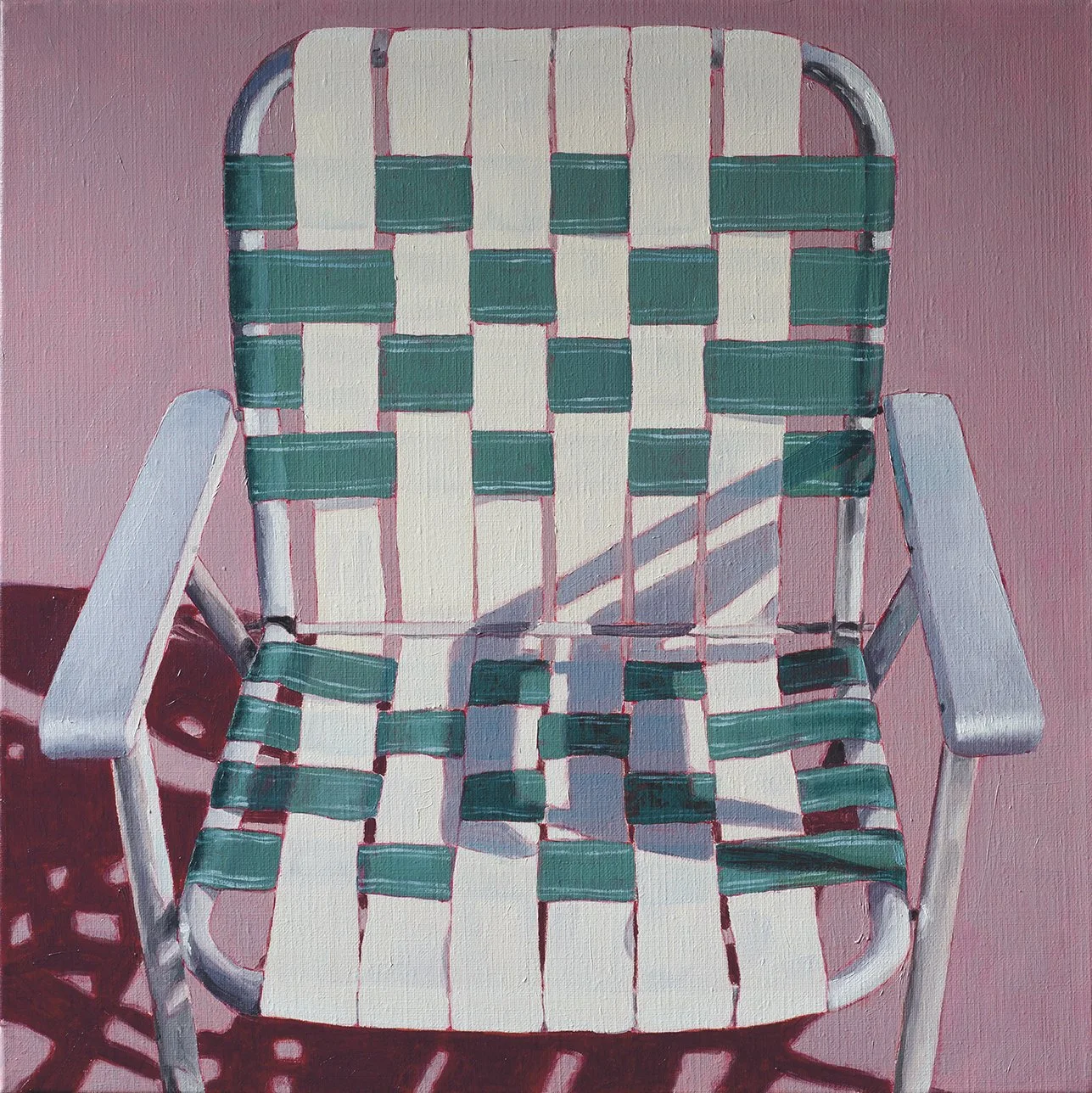 Sunny Lawn Chair Longing For Noise Cancelling Headphones', 60 x 60 cm, Oil Paint on Linnen, 2025