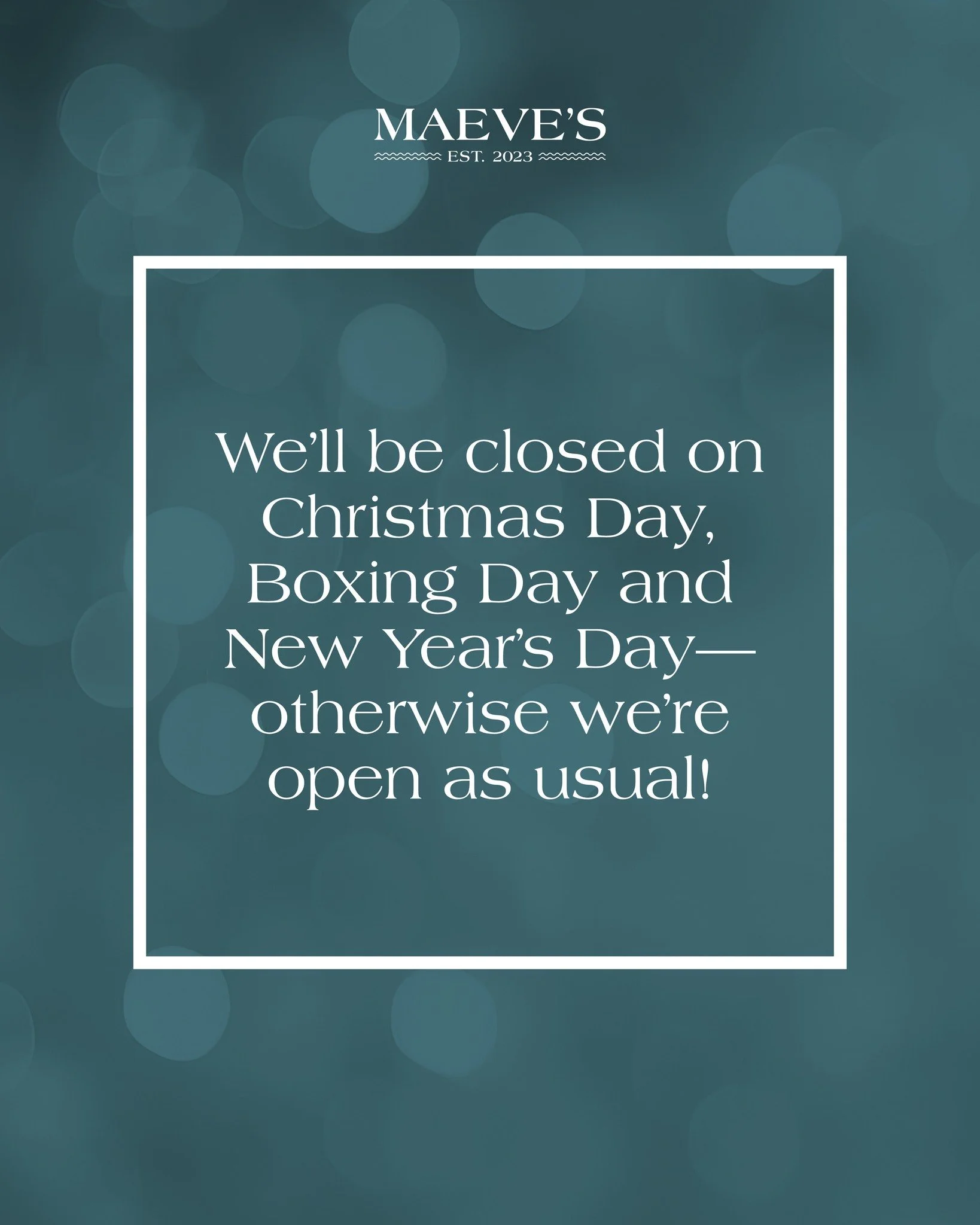 🎄 Festive Opening Times 🎄

With the festive season upon us, here&rsquo;s all you need to know about when we&rsquo;ll be open.

❄ Monday 22 December: 9:00am - 4:00pm
❄ Tuesday 23 December: 9:00am - 4:00pm
❄ Wednesday 24 December: 9:00am - 3:00pm
❄ T