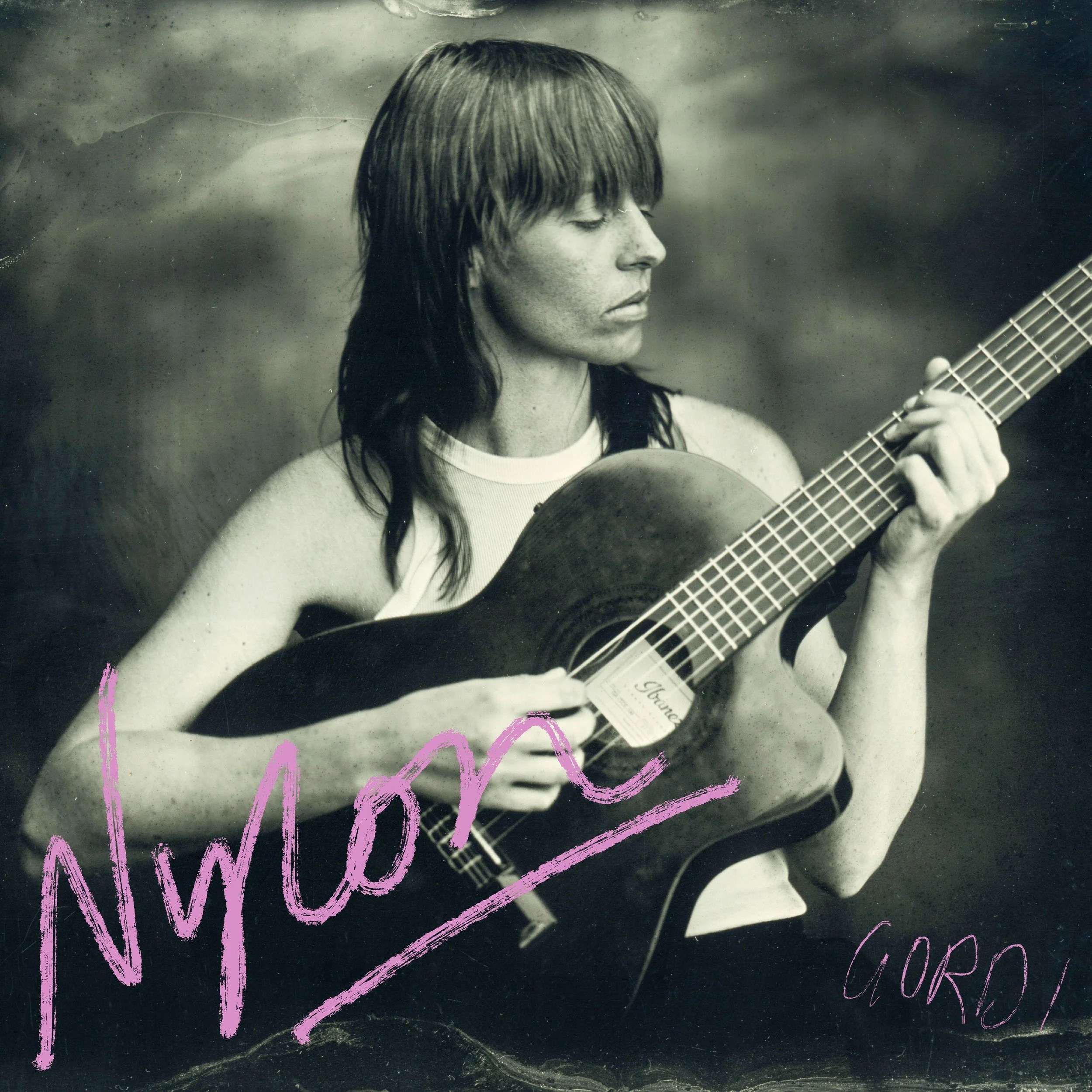Gordi "Nylon" EP cover art showing an atmospheric, close-up abstract texture of layered white fabric and translucent nylon material.