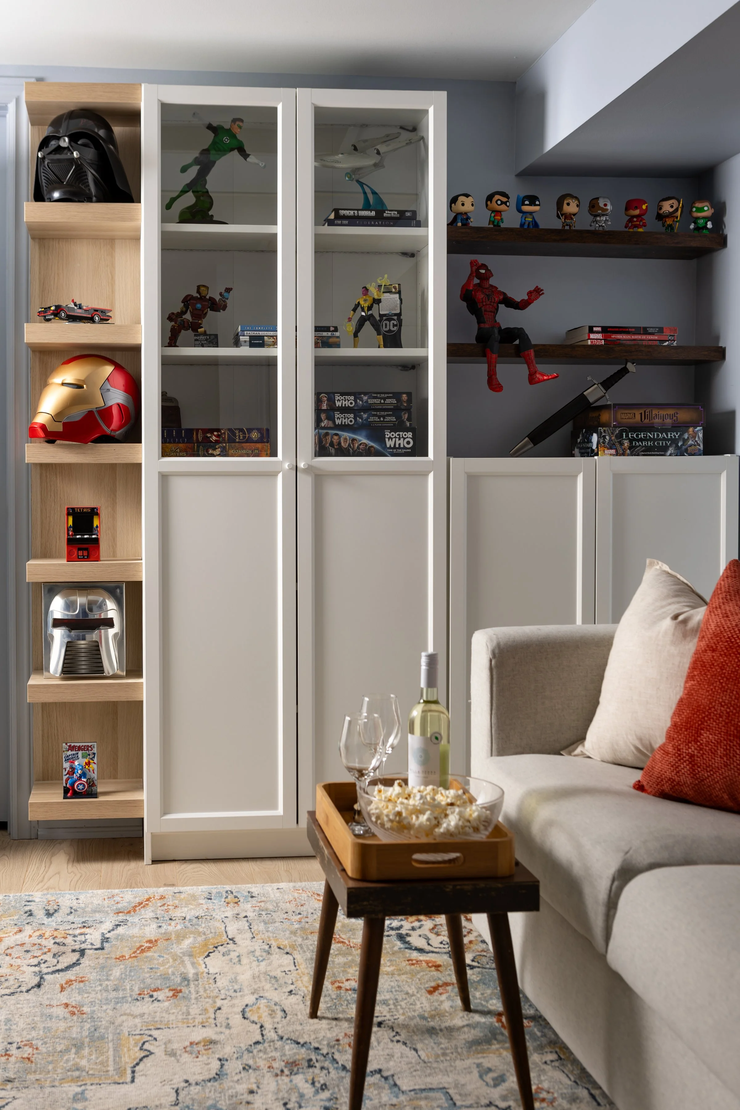 Open and closed display storage detail in Toronto Ontario, Project Ten Forward by Inspired Spaces Design Studio