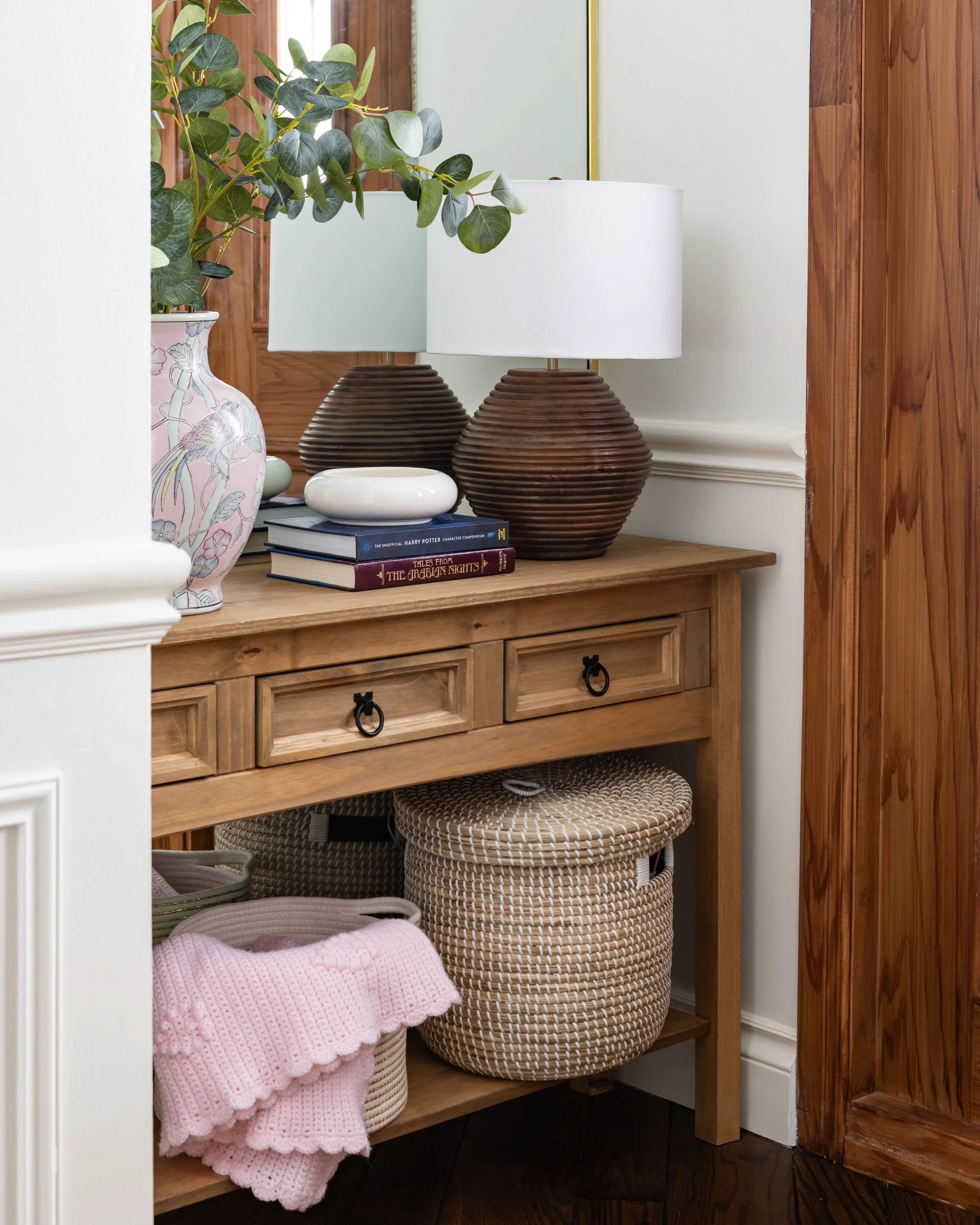 Styled entryway console table with curated decor, Project Dream Home Ajax Ontario by Inspired Spaces Design Studio