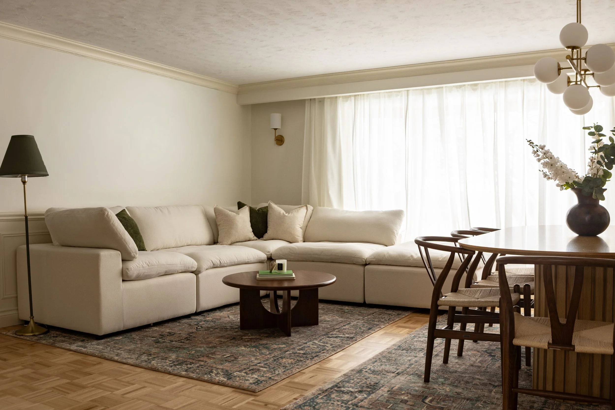 Living & Dining Room — moody transitional main floor renovation in Ajax Ontario, Project Dream Home by Inspired Spaces Design Studio
