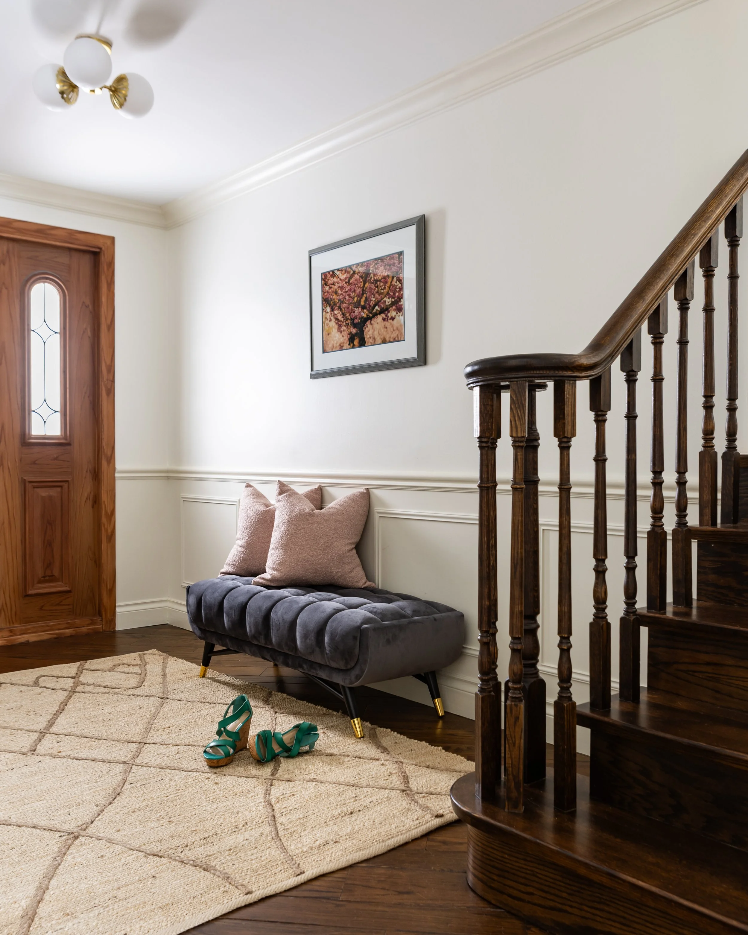 Entryway — moody transitional main floor renovation in Ajax Ontario, Project Dream Home by Inspired Spaces Design Studio