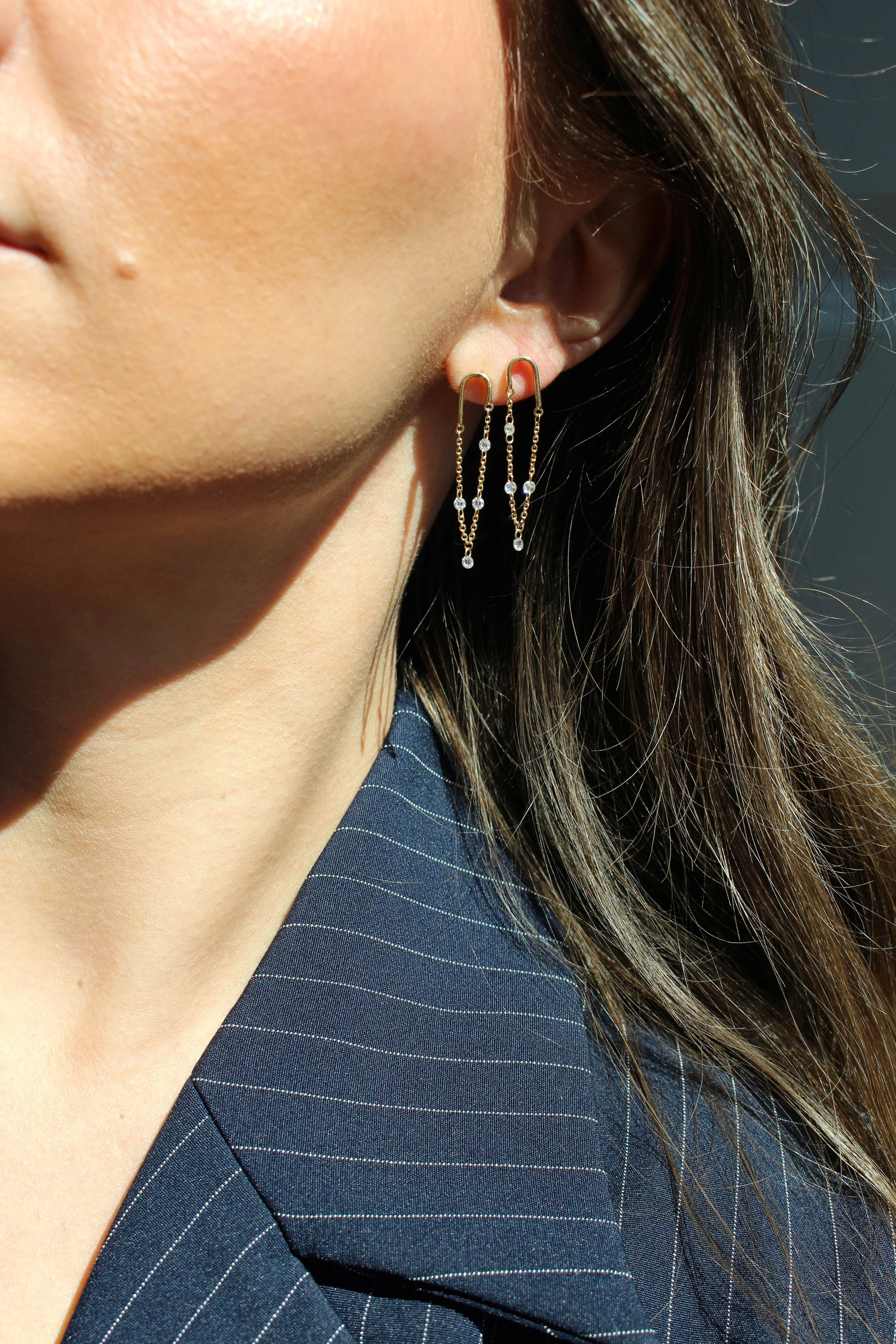 Floating Diamonds Chain Earrings
