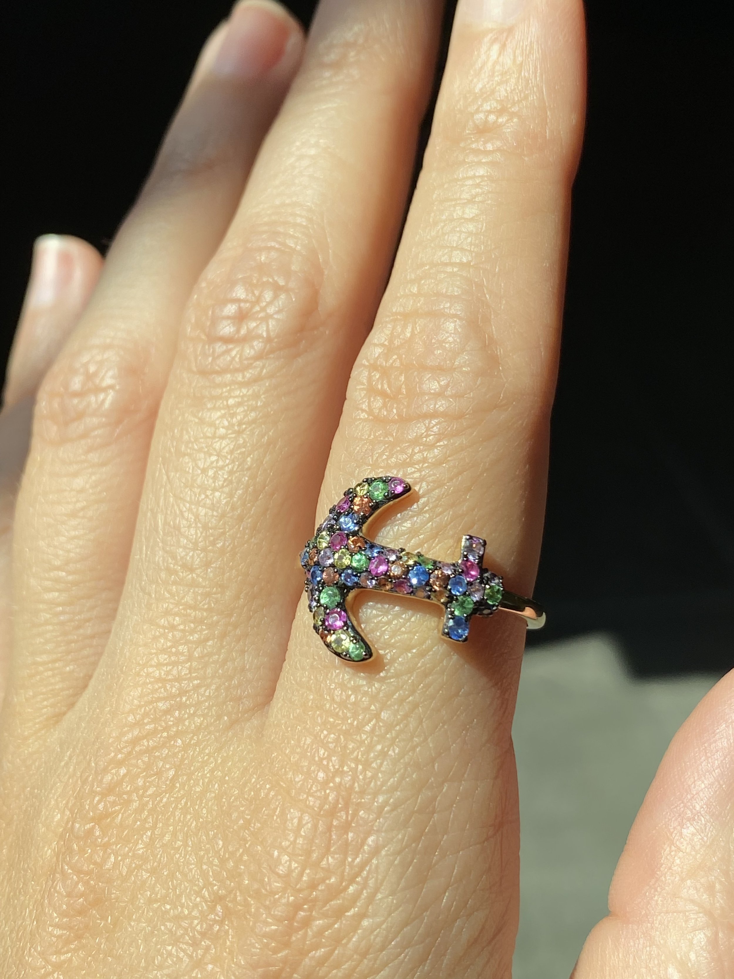 SUMMER SALE - Multi-Sapphire Anchor Ring