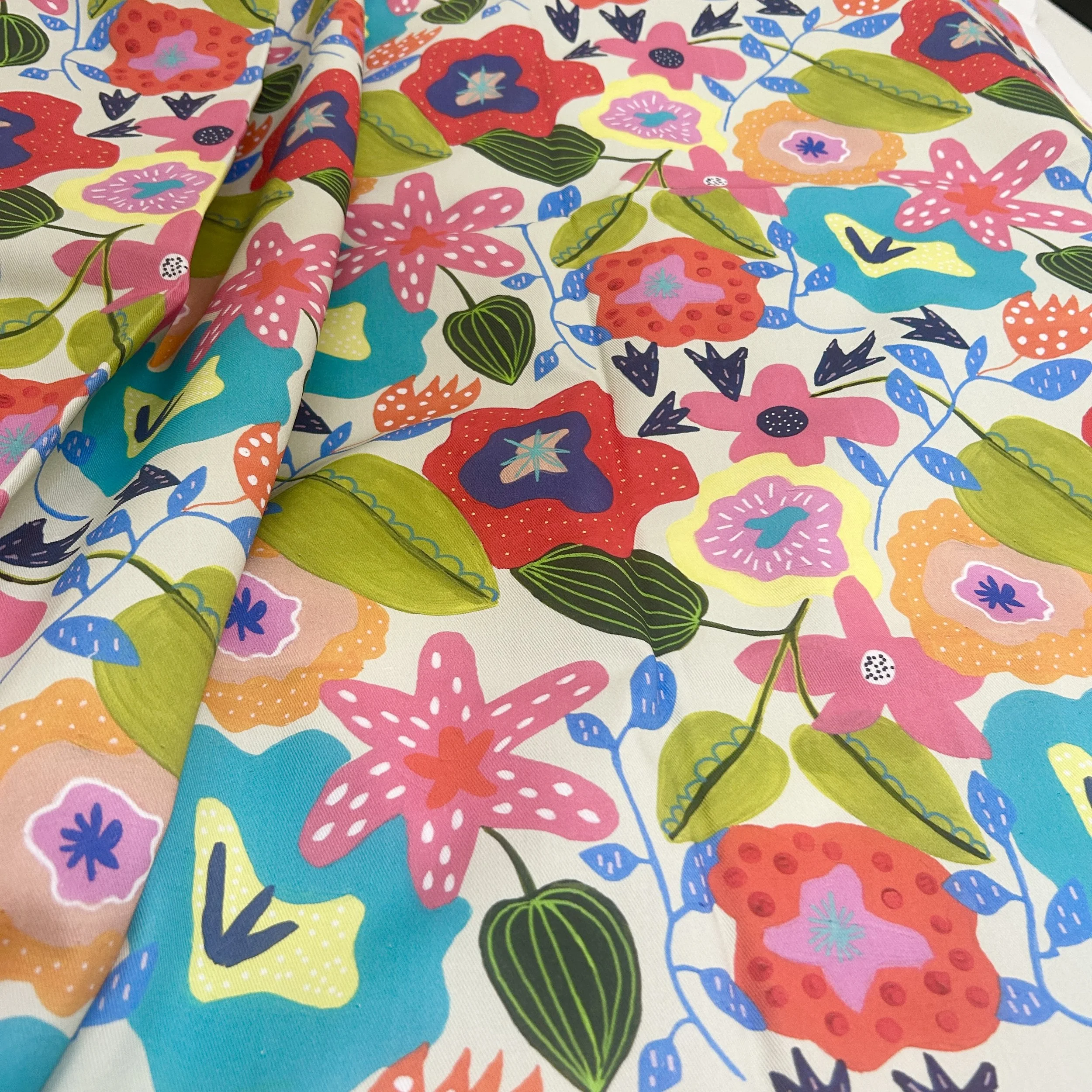 Colourful floral fabric for curtains, blinds, upholstery and soft furnishings