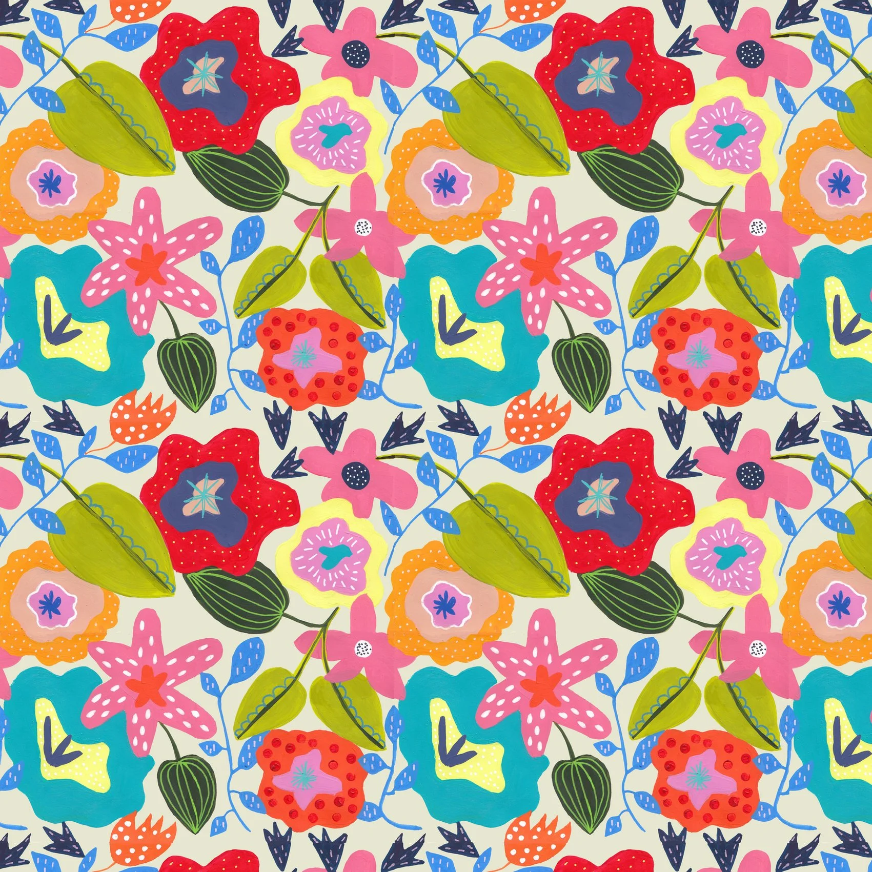 Colourful floral fabric by Jennie Fynn