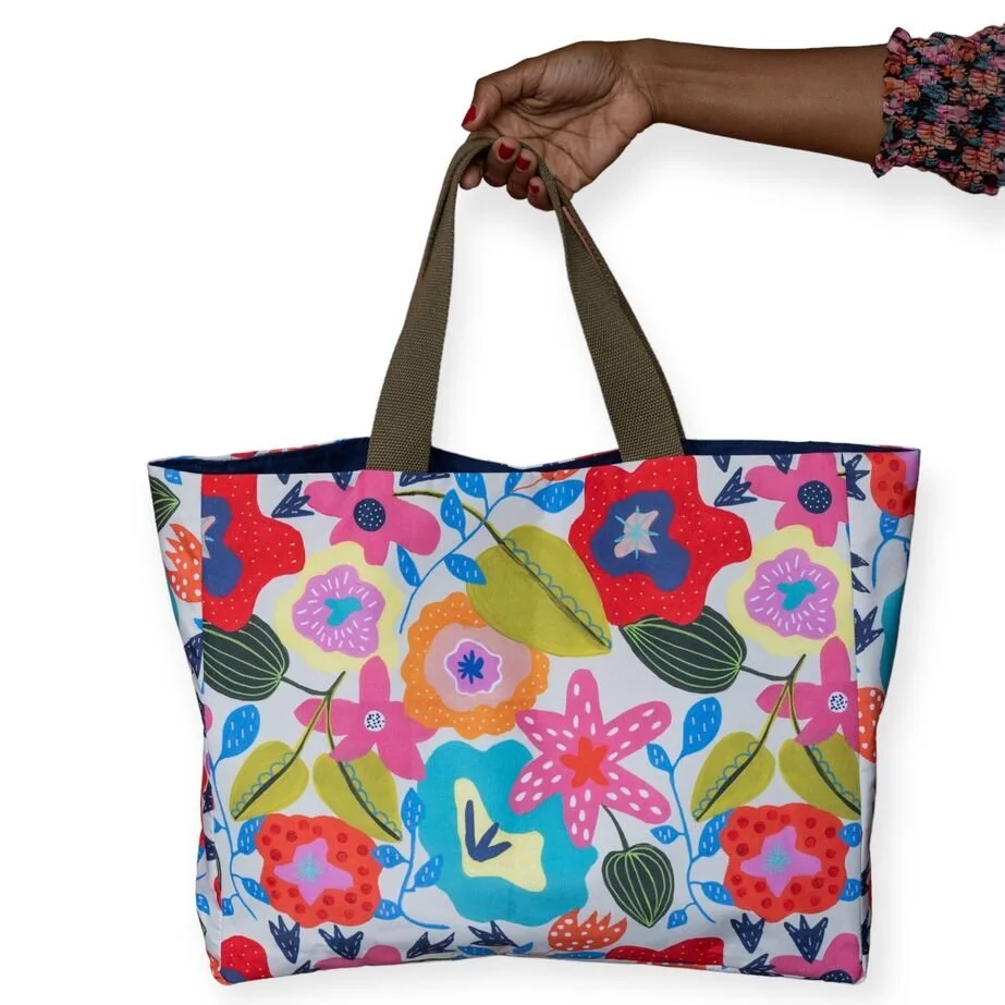 Floral large colourful tote bag UK by Jennie Fynn